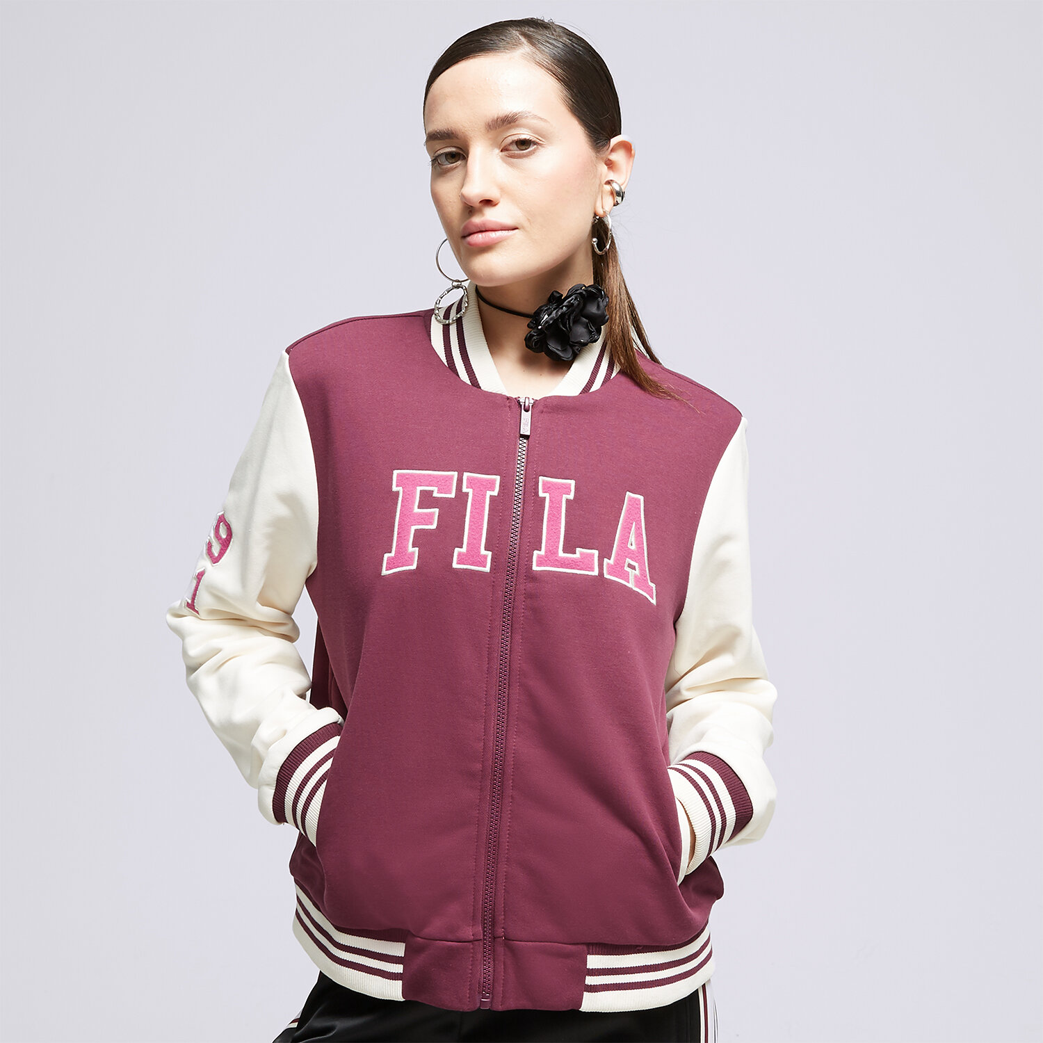 Bluza damska FILA BLUZA VRSTY BMBR JKT BURG FW22JDW009 BORDOWY