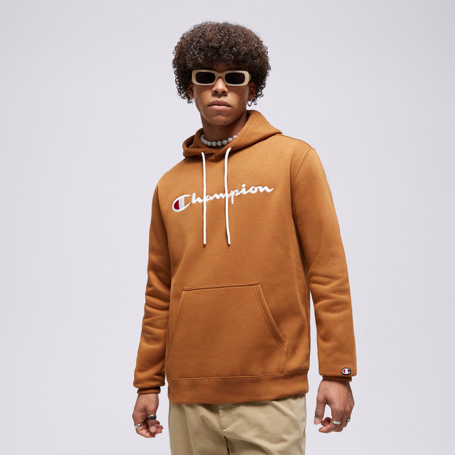 Bluza męska CHAMPION BLUZA Z KAPTUREM HOODED SWEATSHIRT 219203MS531 Neon różowy