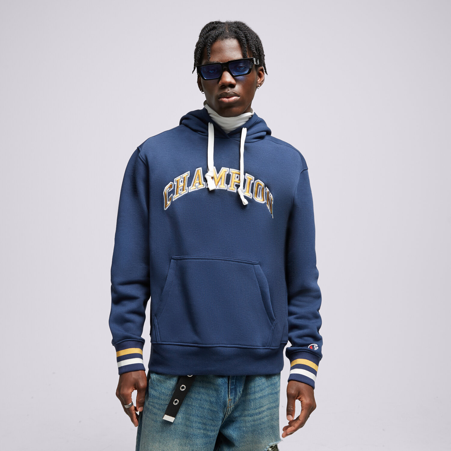 Bluza męska CHAMPION BLUZA Z KAPTUREM HOODED SWEATSHIRT 219174BS561 GRANATOWY