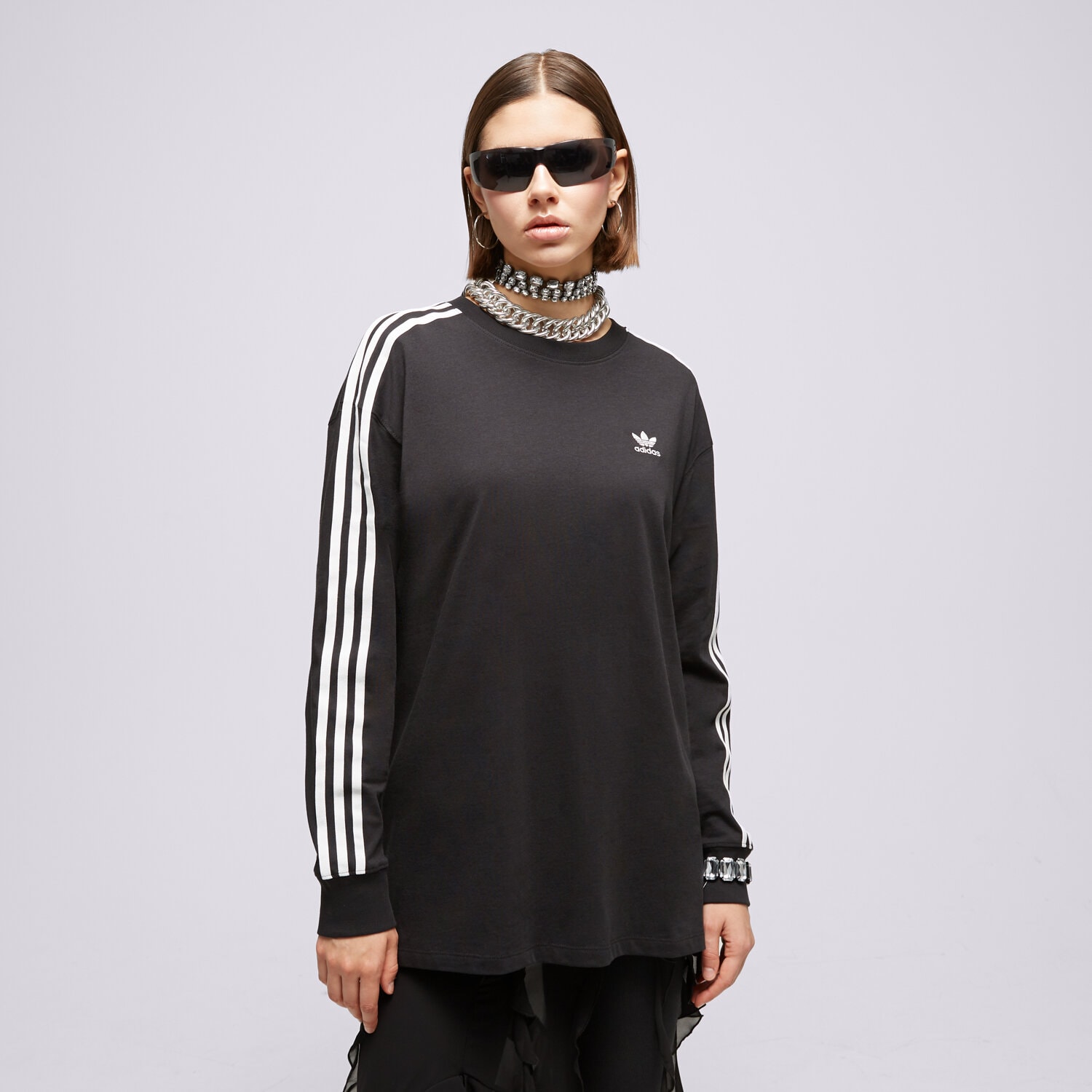 Koszulka, t-shirt damski ADIDAS T-SHIRT 3S OS LS IK4053 CZARNY