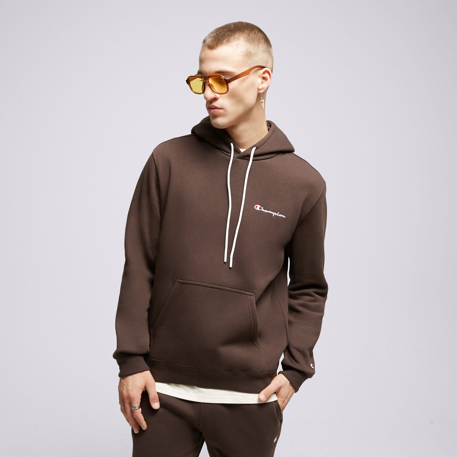 Bluza męska CHAMPION BLUZA Z KAPTUREM HOODED SWEATSHIRT 219208MS548 BRĄZOWY
