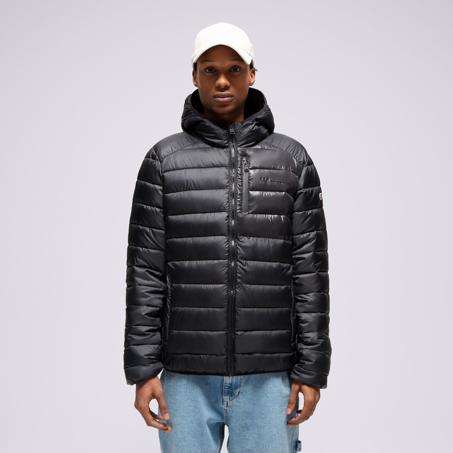 Kurtka zimowa męska CHAMPION KURTKA ZIMOWA HOODED JACKET 219184KK001 CZARNY