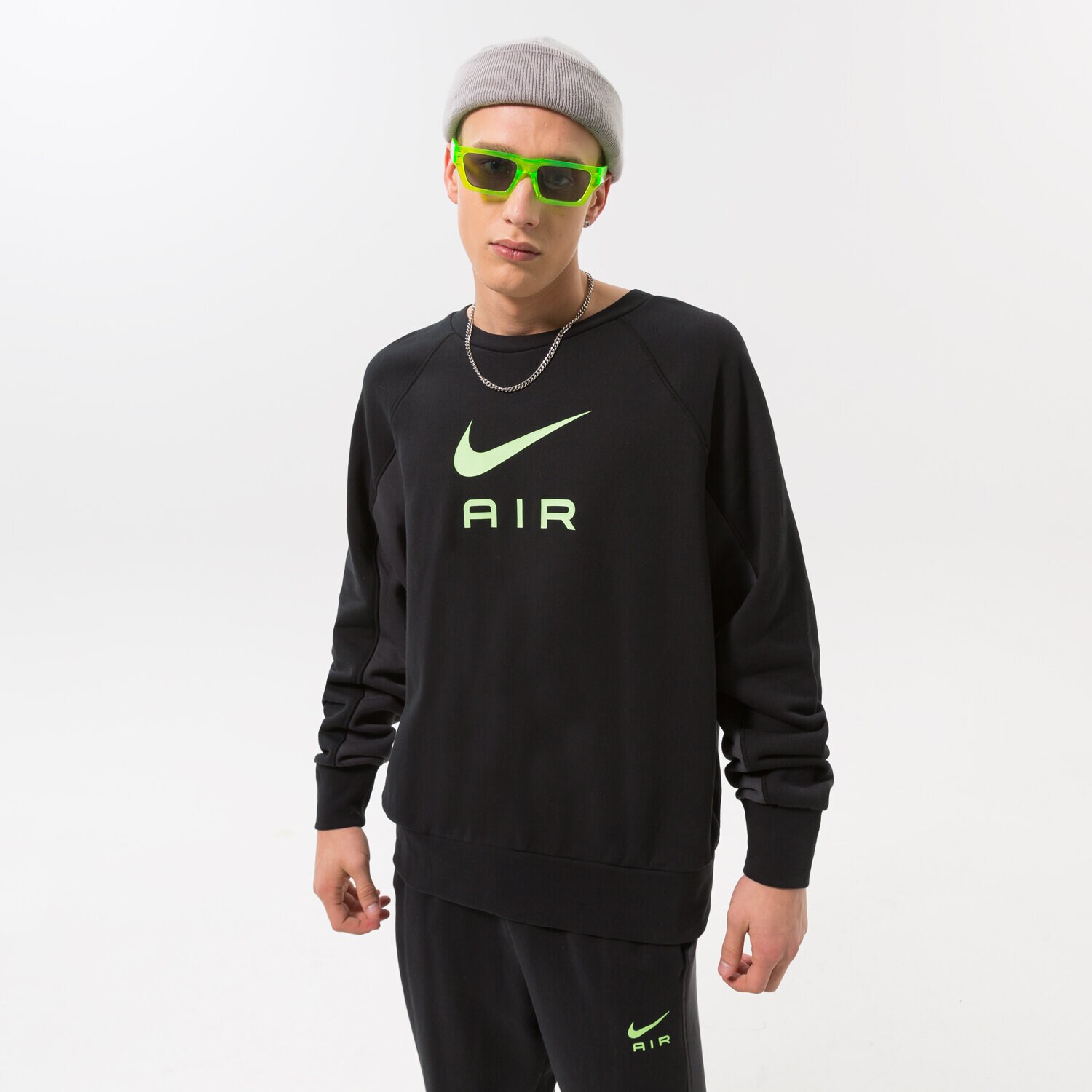 Koszulka, t-shirt sportowy męski NIKE T-SHIRT M NSW NIKE AIR FT CREW DQ4205011 CZARNY