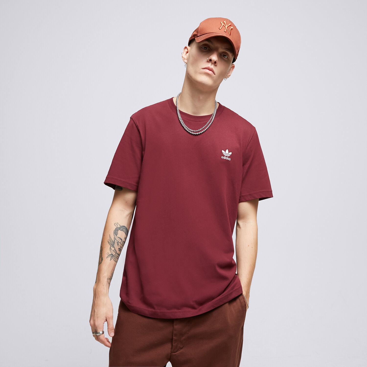 Koszulka, t-shirt sportowy męski ADIDAS T-SHIRT ESSENTIAL TEE II5794 BORDOWY