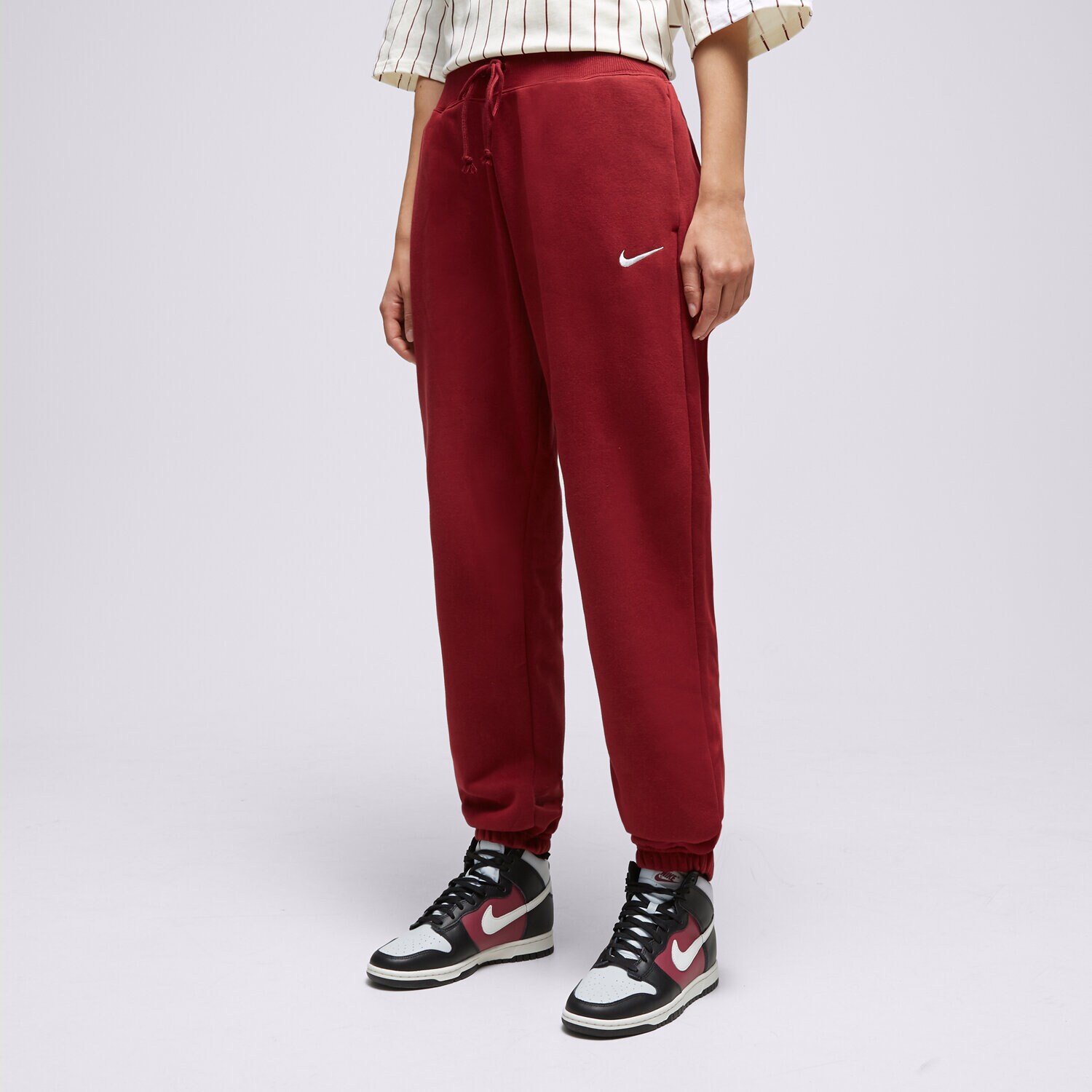Spodnie sportowe damskie NIKE SPODNIE W NSW PHNX FLC HR OS PANT DQ5887-677 BORDOWY