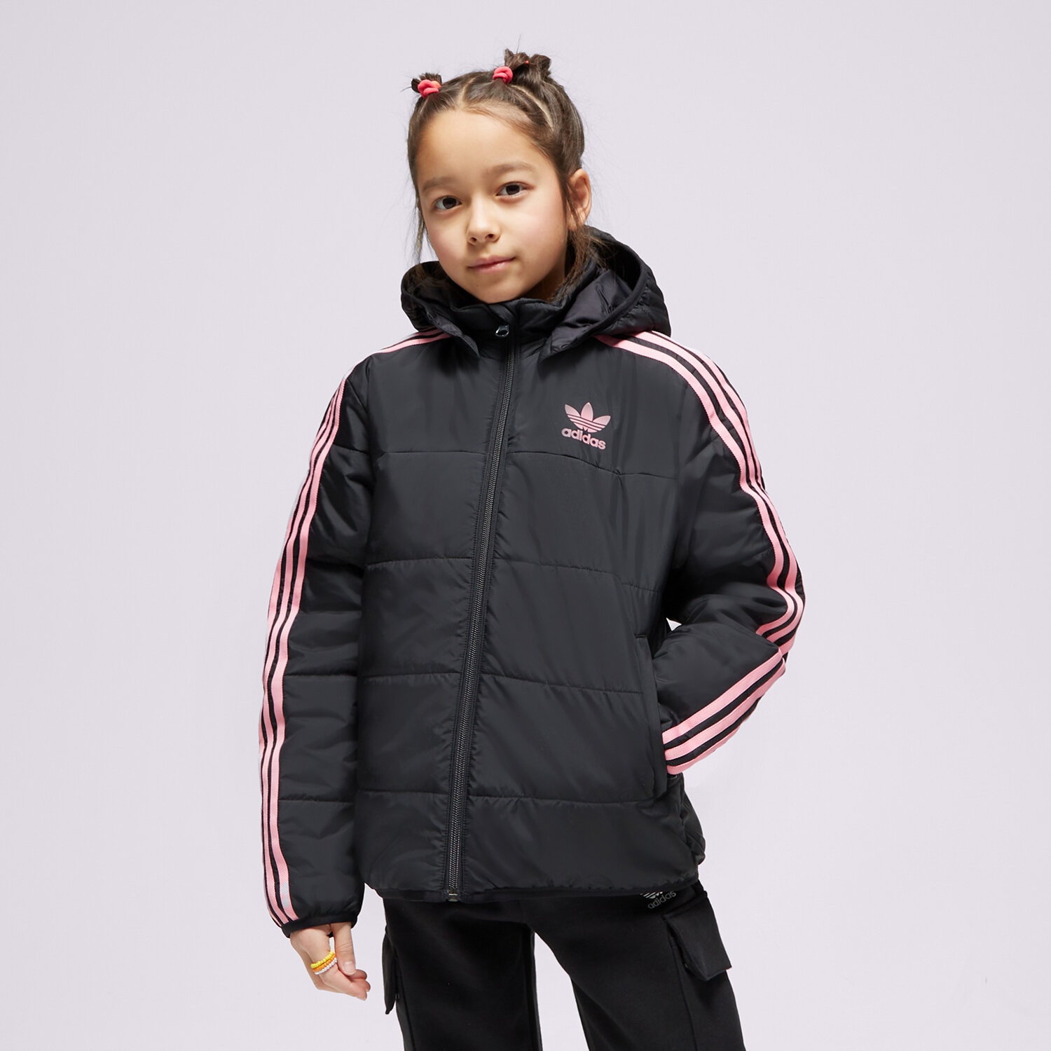 Dziecięca kurtka przejściowa (wiosenna/jesienna) ADIDAS KURTKA PUCHOWA PADDED JACKET GIRL IN1328 CZARNY
