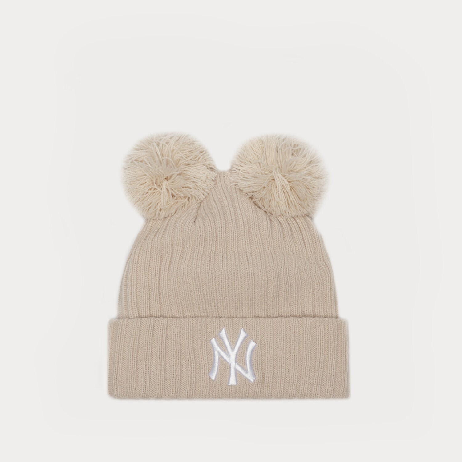 Czapka zimowa damska NEW ERA CZAPKA WMNS DOUBLE POM BEANIE NYY NEW YORK YANKEES 60364292 BEŻOWY