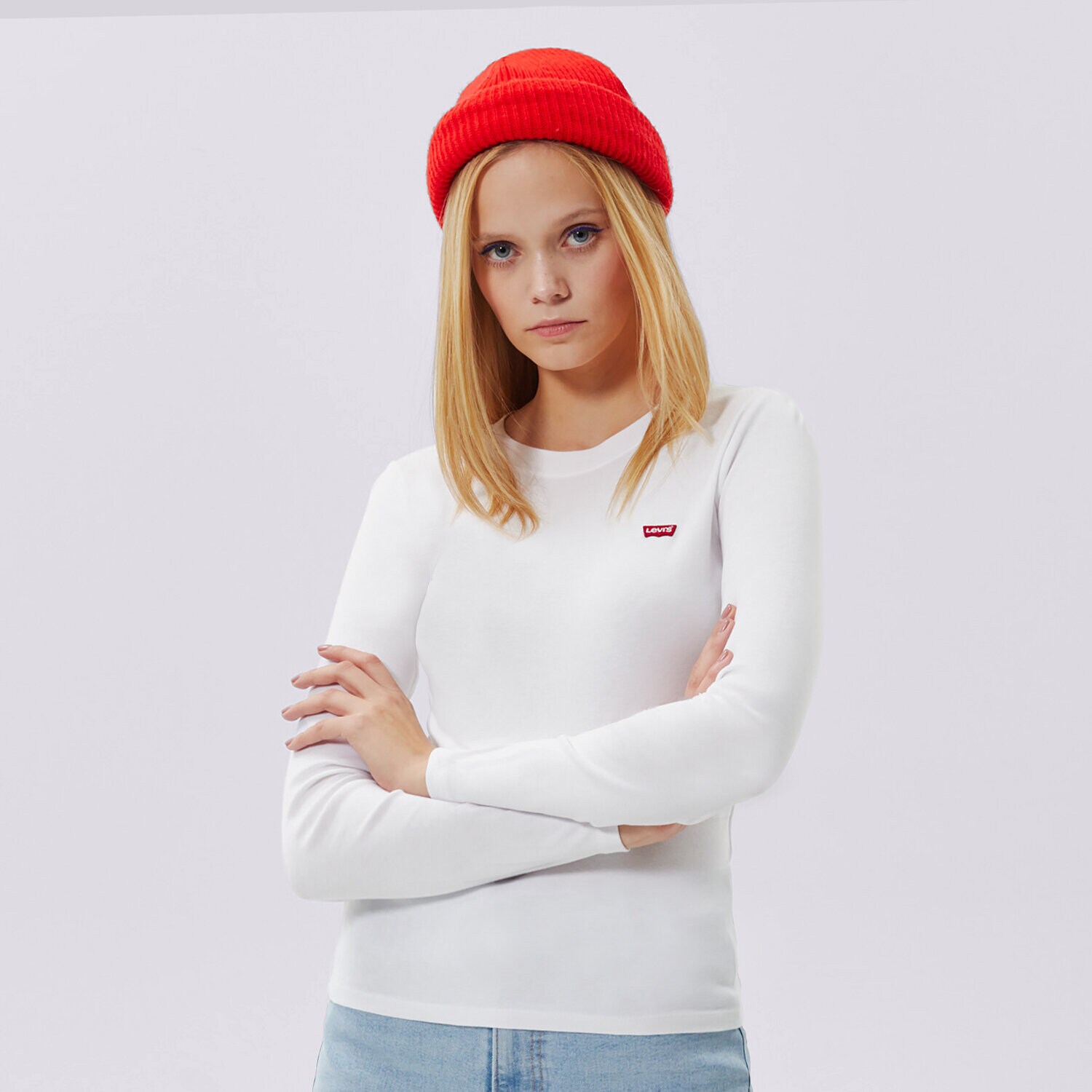 Koszulka, t-shirt damski LEVI'S T-SHIRT LS BABY TEE 69555-0000 BIAŁY