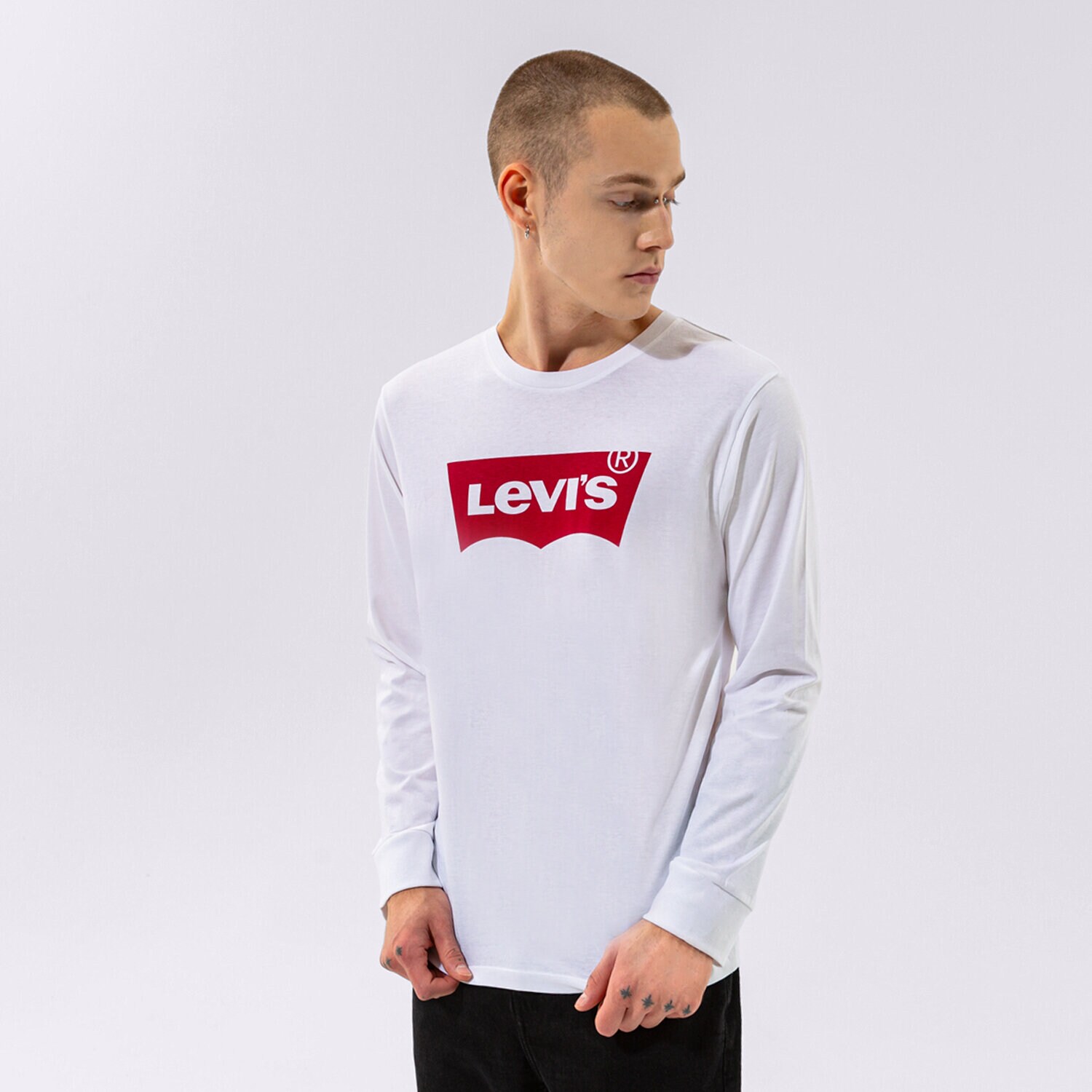 Koszulka, t-shirt sportowy męski LEVI'S T-SHIRT LS STD GRAPHIC TEE 360150010 BIAŁY
