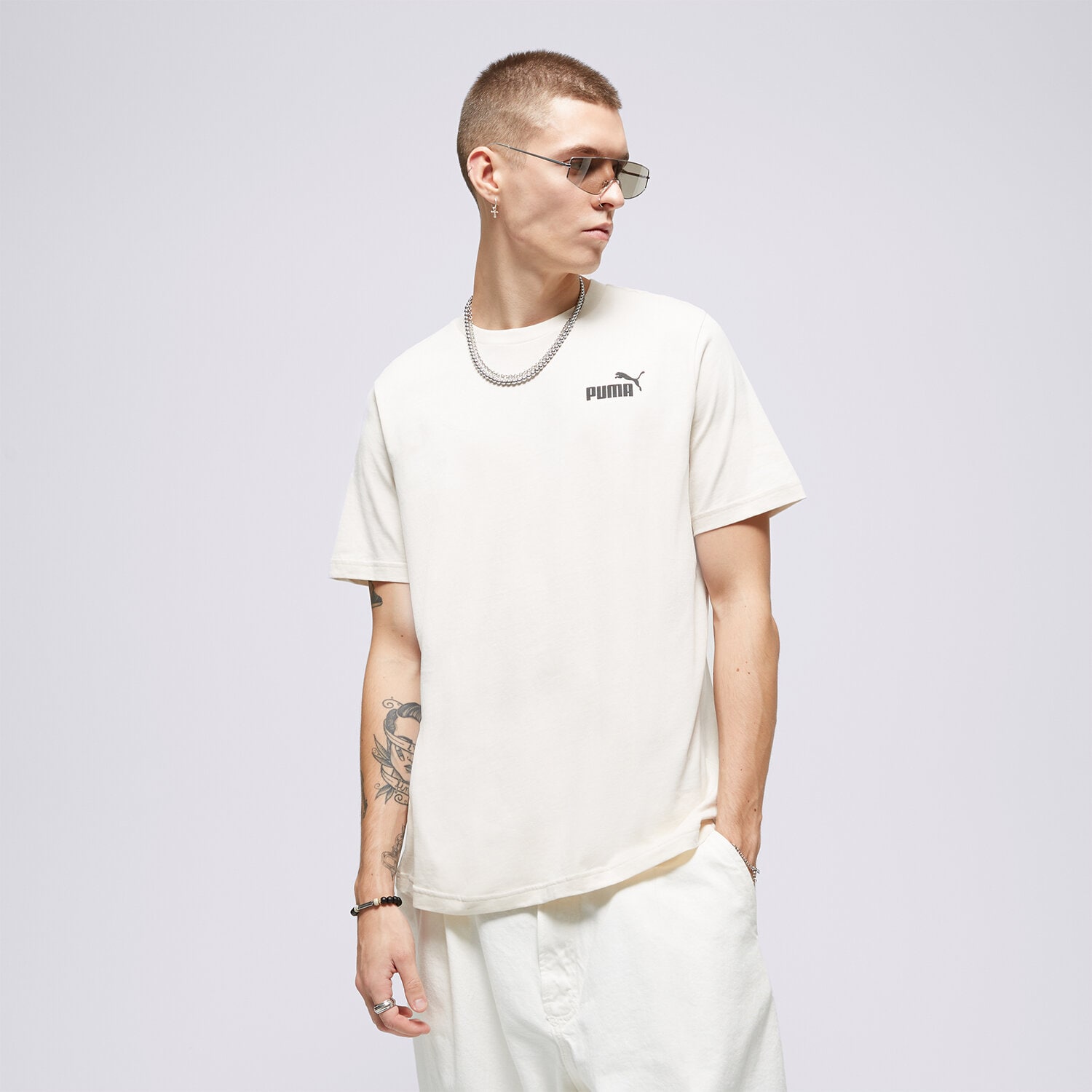 Koszulka, t-shirt sportowy męski PUMA T-SHIRT ESS ELEVATED EXECUTION 67598187 BIAŁY