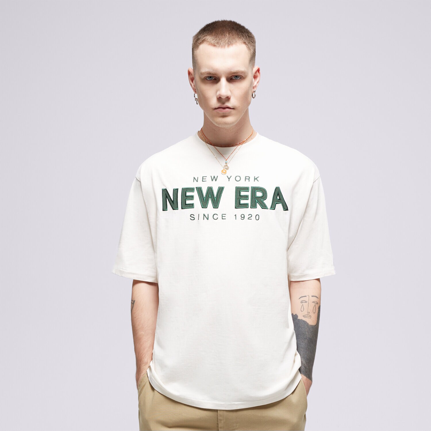 Koszulka, t-shirt sportowy męski NEW ERA T-SHIRT NE WORDMARK OS 60424470 BIAŁY