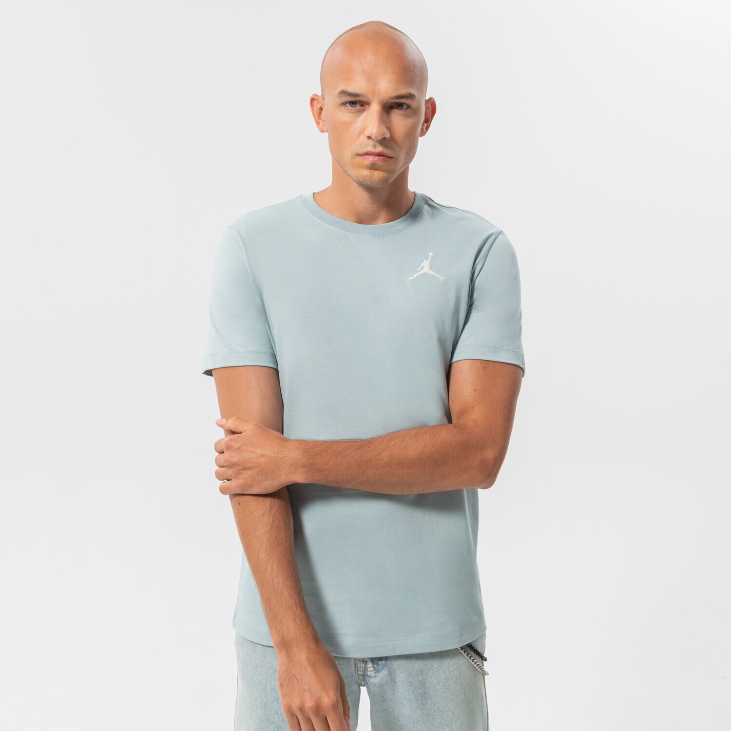 Koszulka, t-shirt sportowy męski JORDAN T-SHIRT M J JUMPMAN EMB SS CREW DC7485-366 SZARY