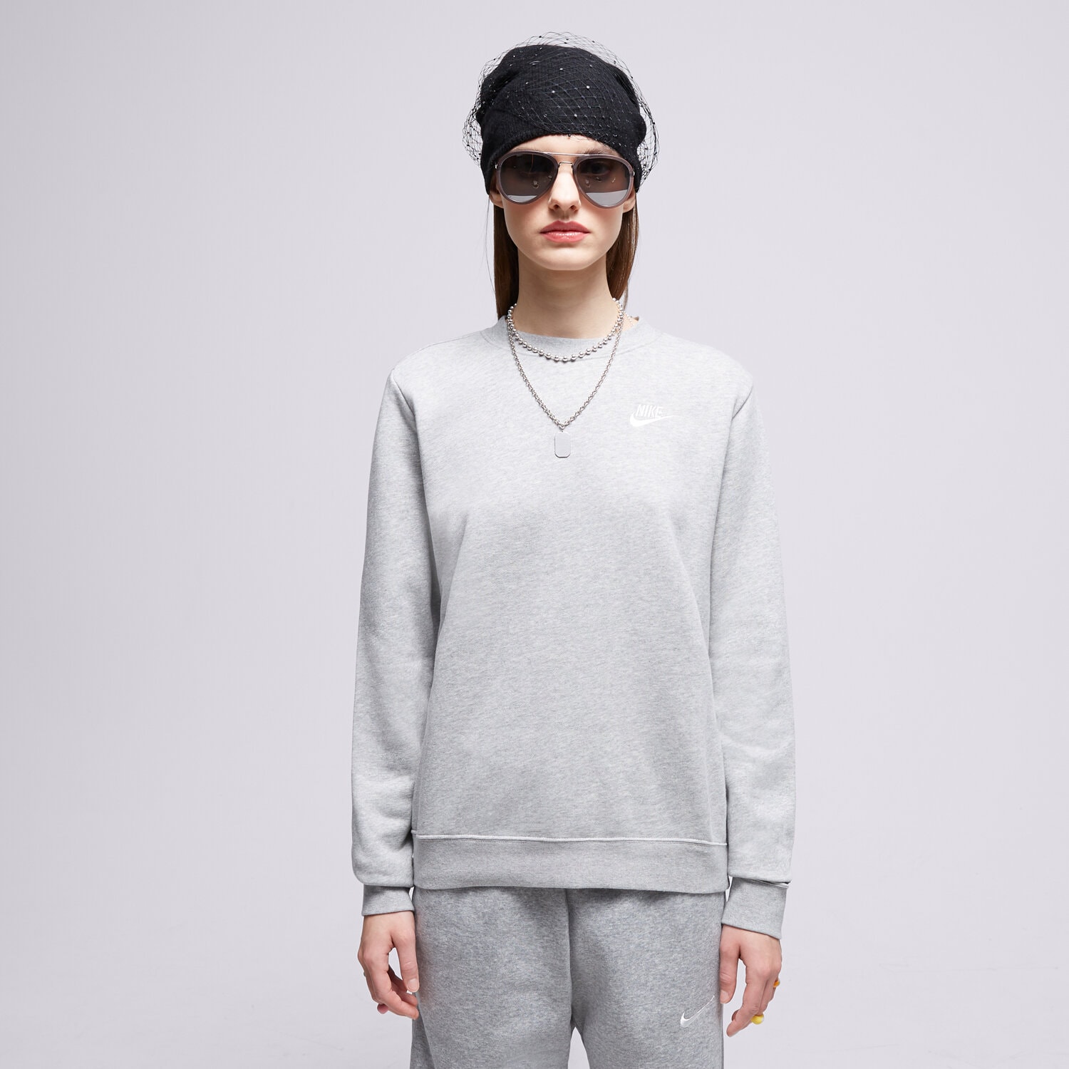 Bluza damska NIKE BLUZA W NSW CLUB FLC CREW STD DQ5473-063 SZARY