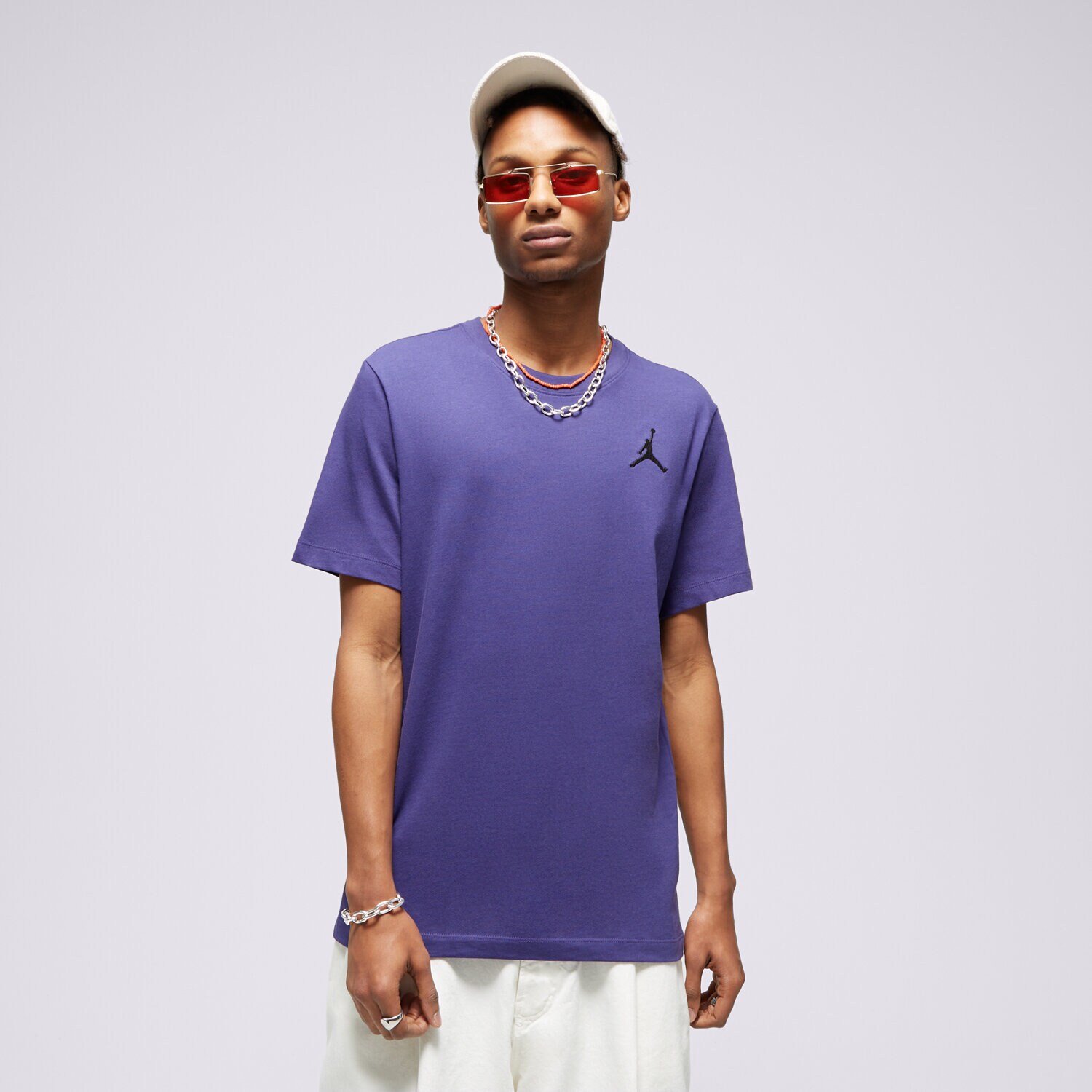 Koszulka, t-shirt sportowy męski JORDAN T SHIRT M J JUMPMAN EMB SS CREW DC7485-502 FIOLETOWY