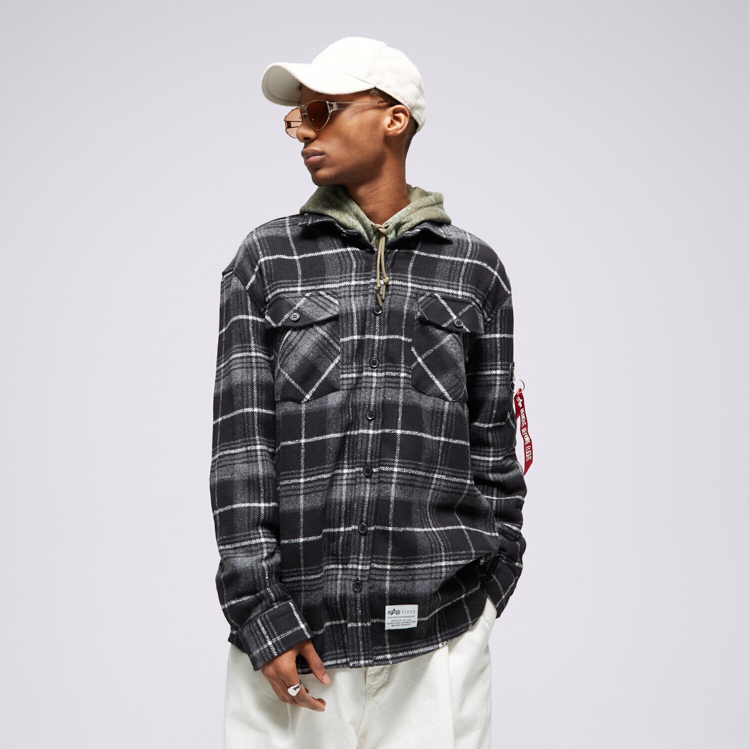 Koszule męskie sportowe ALPHA INDUSTRIES KOSZULA FLANNEL 108145198 CZARNY