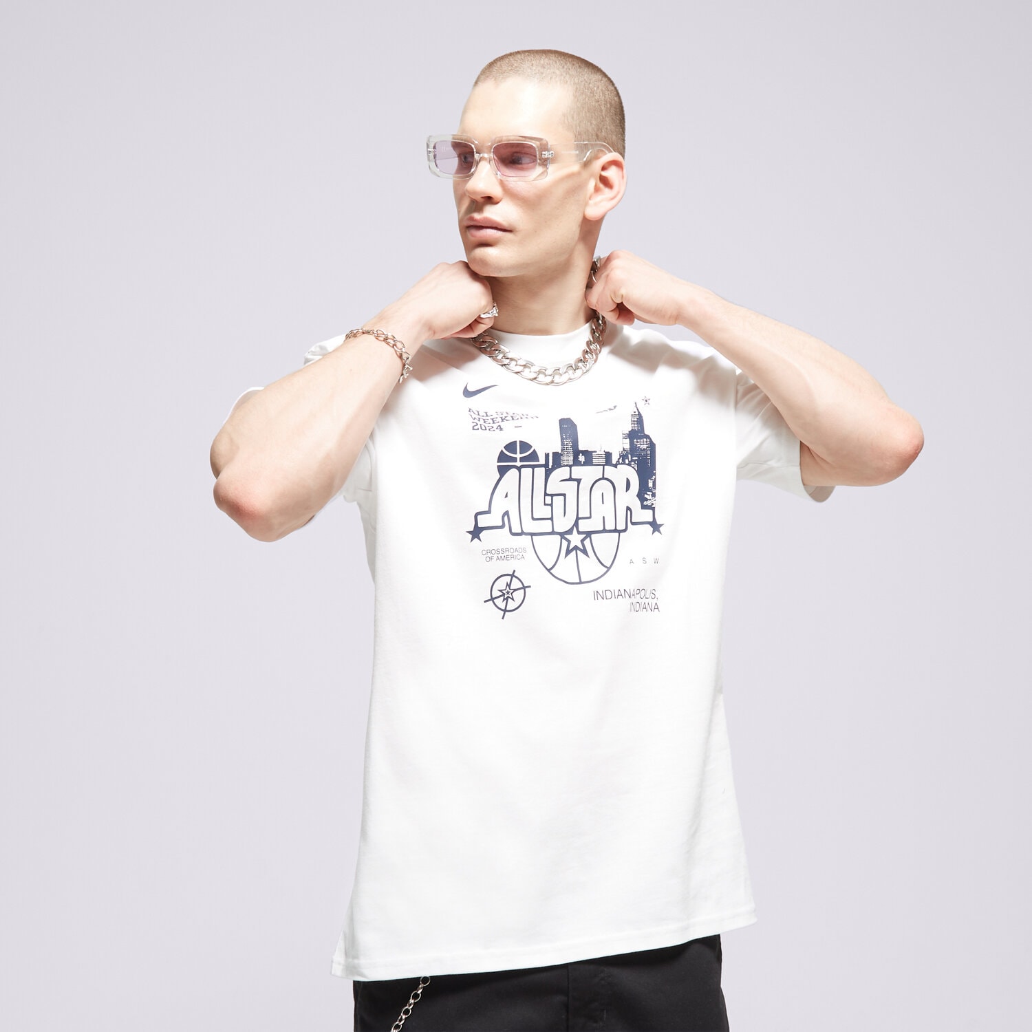 Koszulka, t-shirt sportowy męski NIKE T-SHIRT NBA M NK ASW M90 SS TEE N31 NBA FQ6528-100 BIAŁY