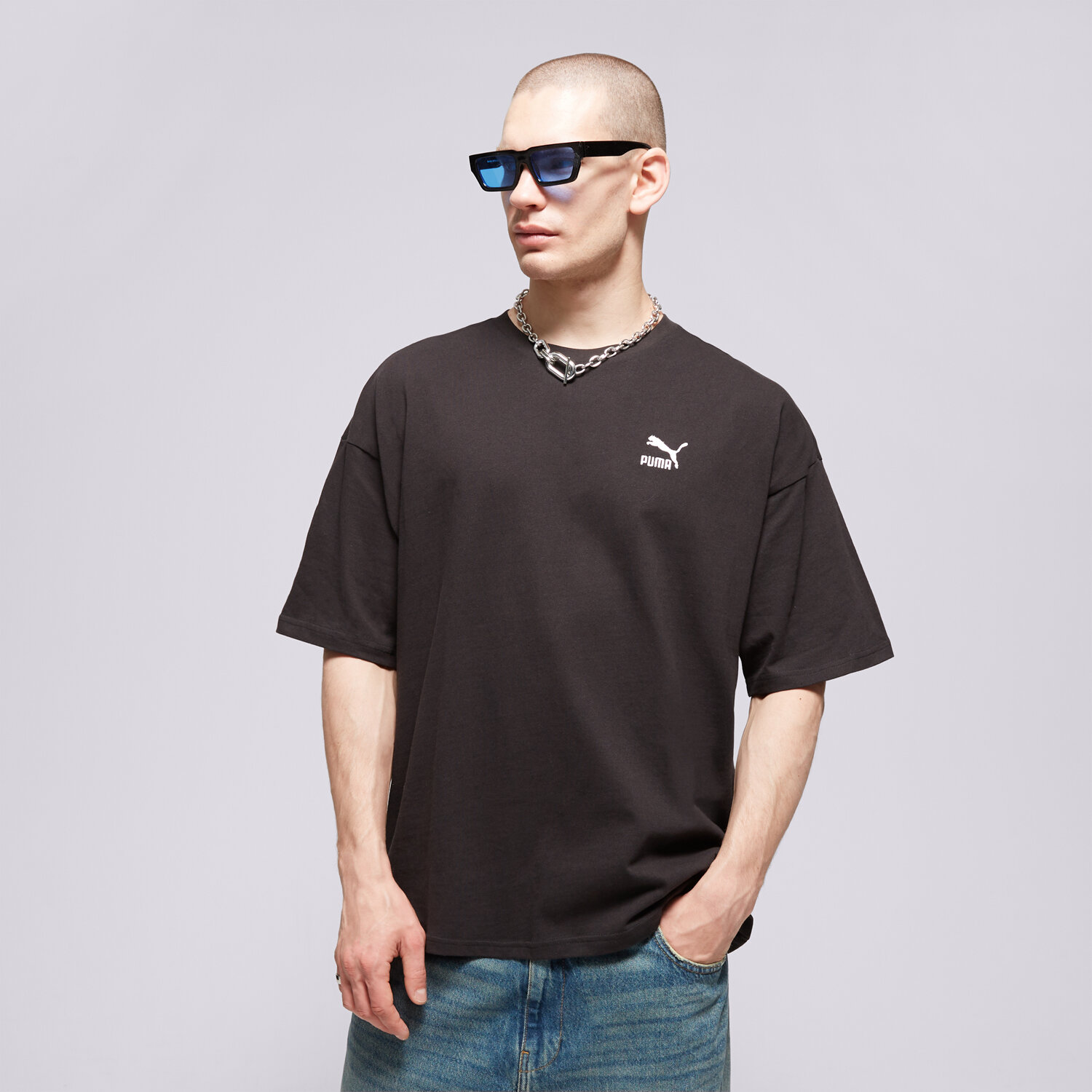 Koszulka, t-shirt sportowy męski PUMA T-SHIRT BETTER CLASSICS OVERSIZED TEE 67918801 CZARNY