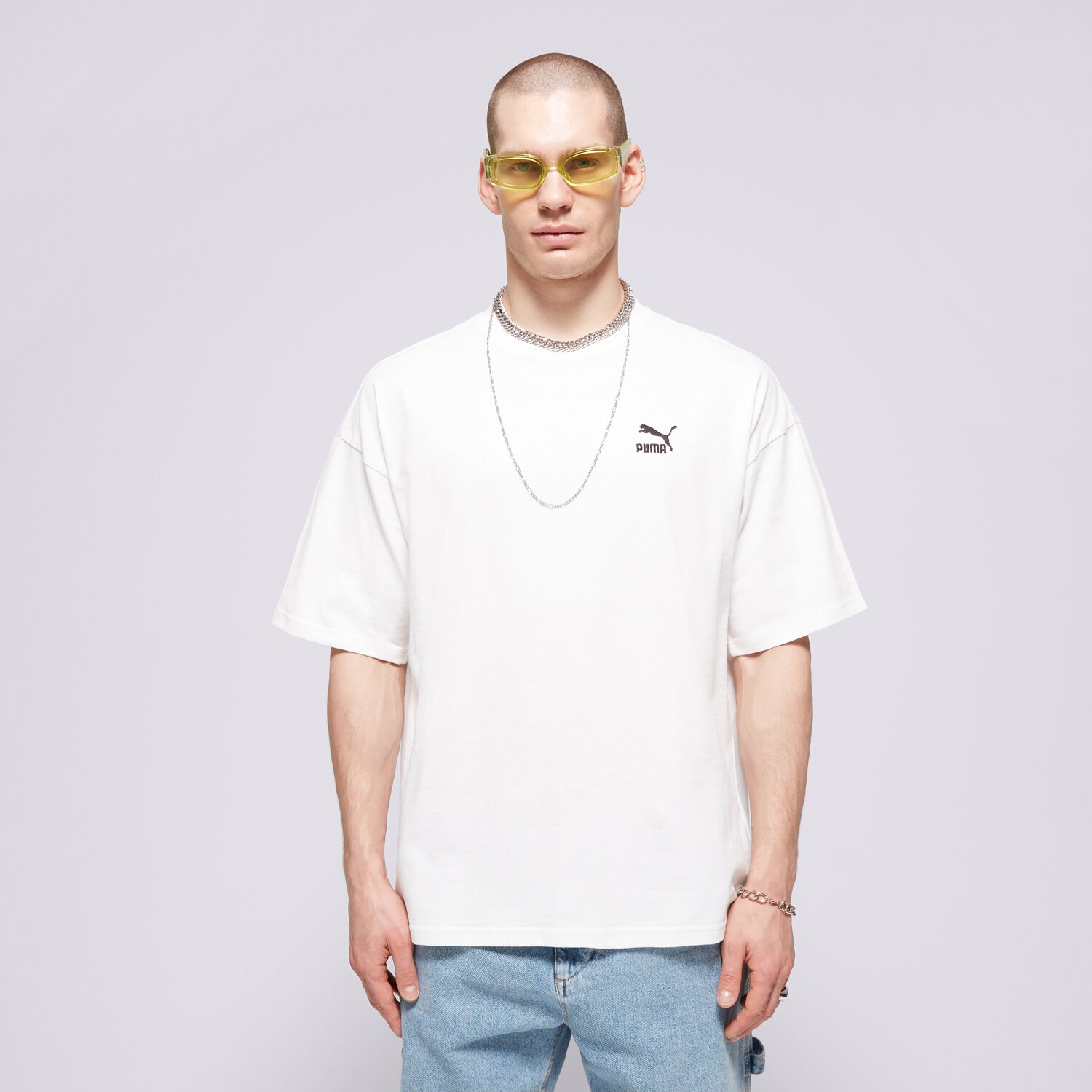 Koszulka, t-shirt sportowy męski PUMA T-SHIRT BETTER CLASSICS OVERSIZED TEE 67918802 BIAŁY