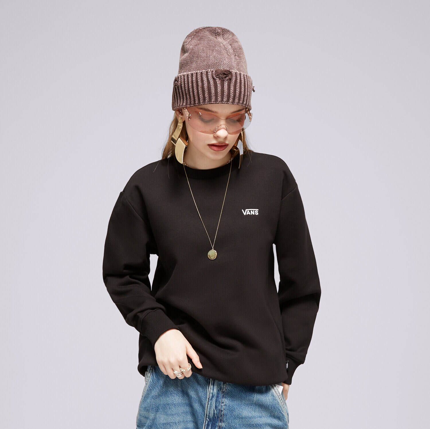 Bluza damska VANS BLUZA FLYING CREW EMEA VN00046XBLK1 CZARNY