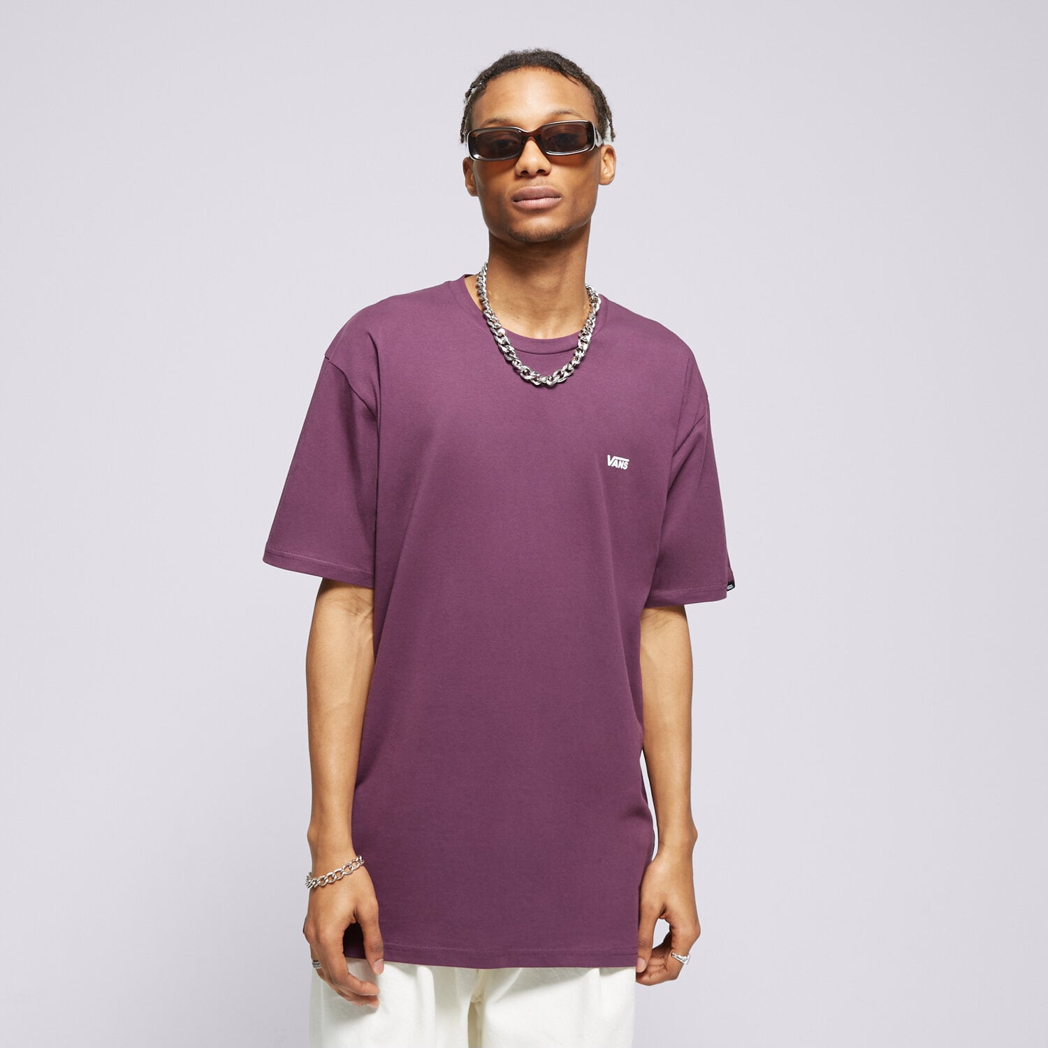 Koszulka, t-shirt sportowy męski VANS T-SHIRT LEFT CHEST BLACKBERRY WINE VN0A3CZECHJ1 FIOLETOWY