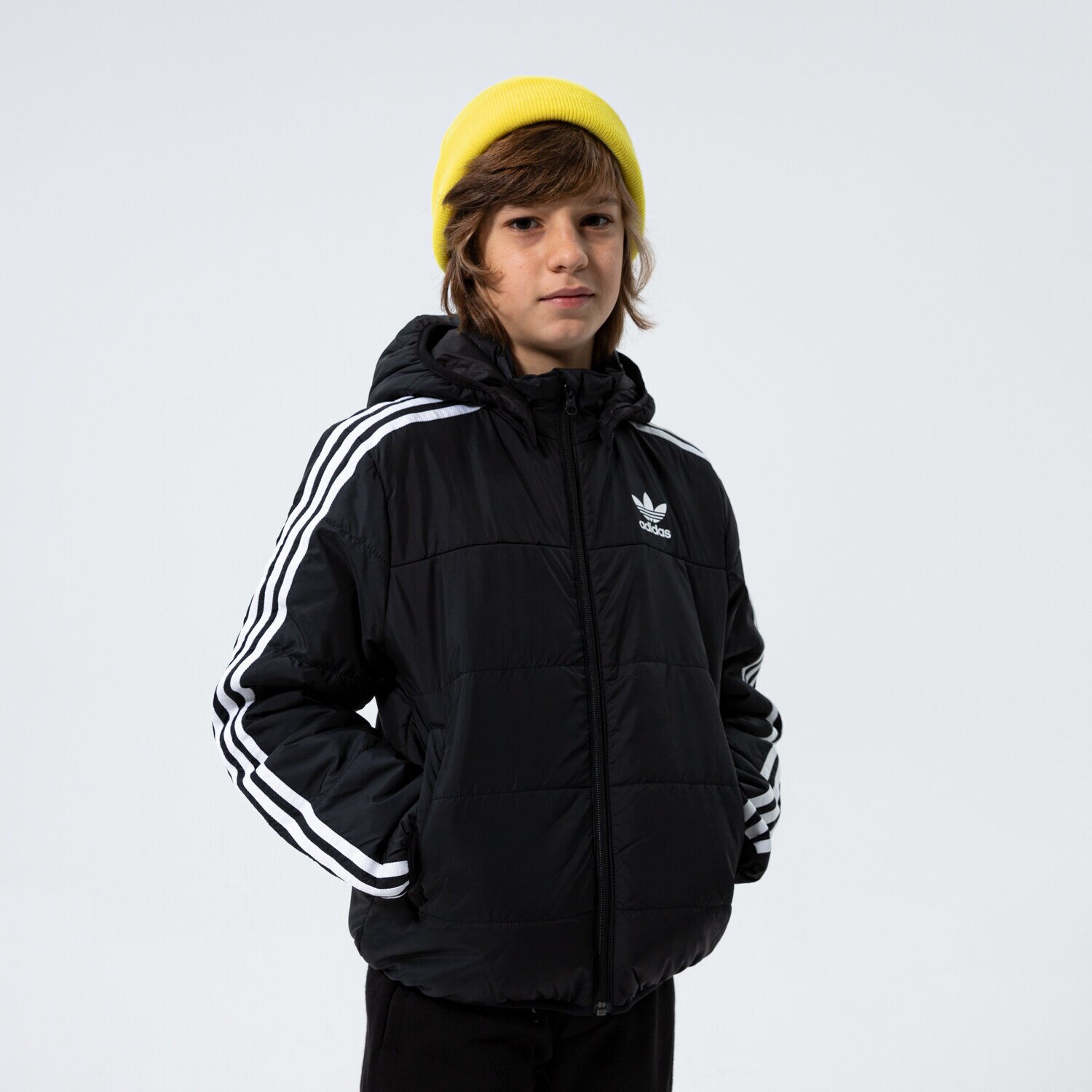 Dziecięca kurtka przejściowa (wiosenna/jesienna) ADIDAS KURTKA PUCHOWA PADDED JACKET BOY H34564 CZARNY
