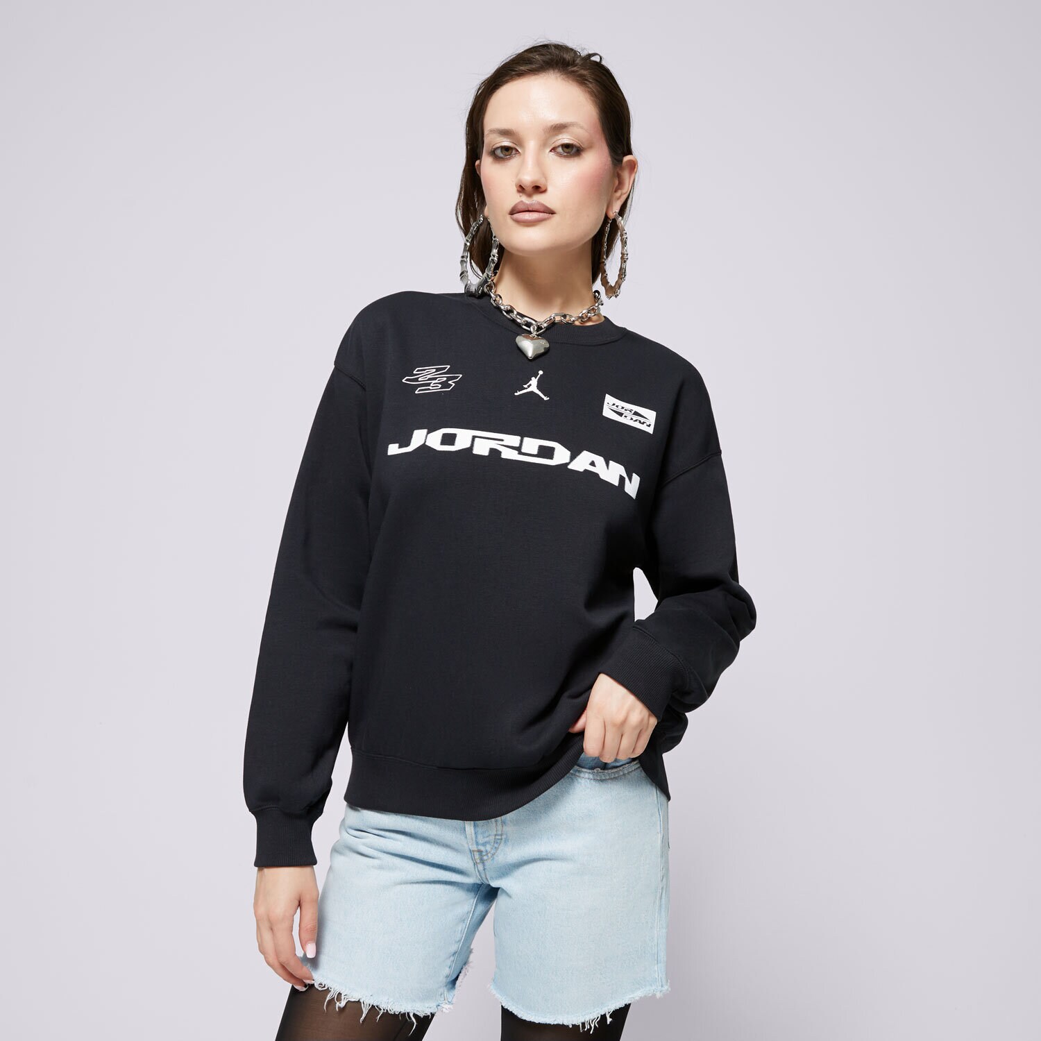 Bluza damska BLUZA W JORDAN BRKLN FLC CREW GFX 24 FV7086-010 CZARNY