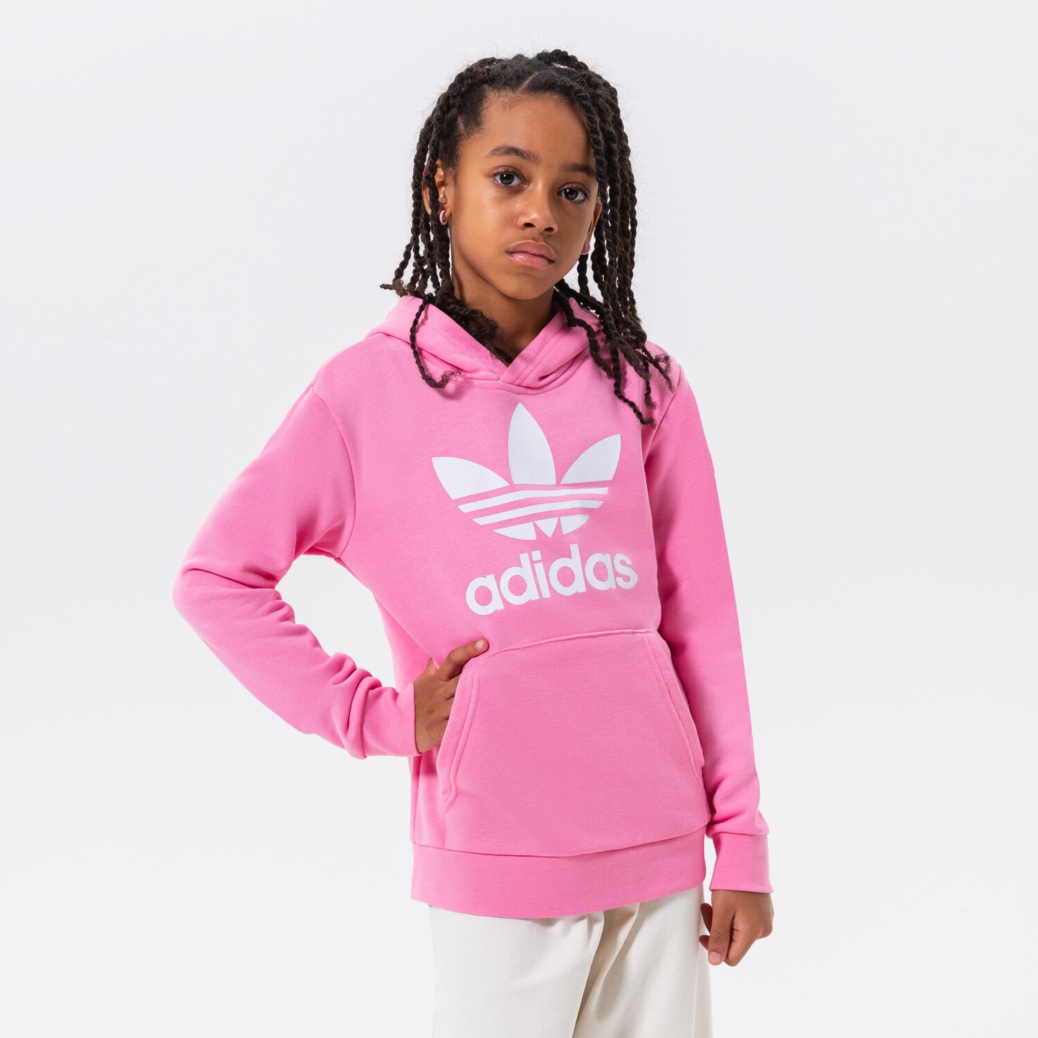 Sportowa bluza dziecięca ADIDAS BLUZA Z KAPTUREM TREFOIL HOODIE GIRL HK0271 RÓŻOWY
