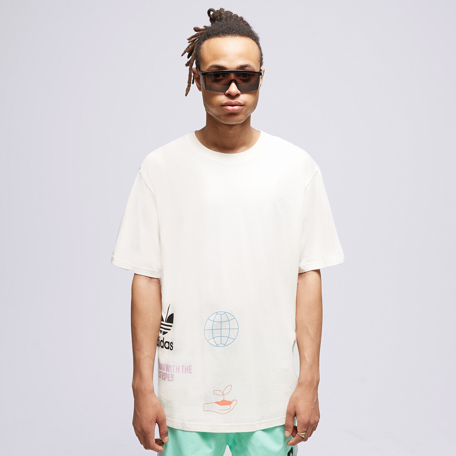 Koszulka, t-shirt sportowy męski ADIDAS T-SHIRT MW NATURE LOGO HI2963 BIAŁY