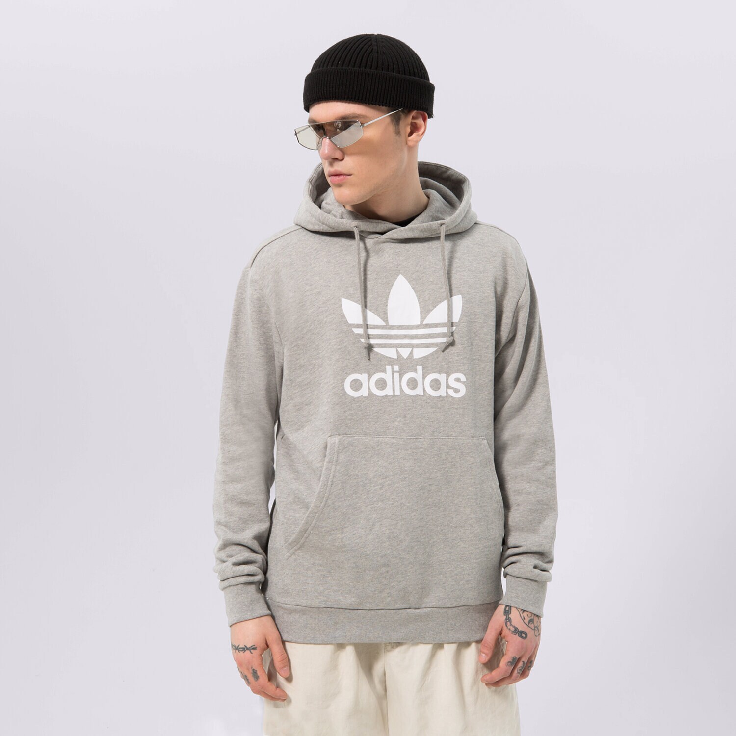 Bluza męska ADIDAS BLUZA Z KAPTUREM TREFOIL HOODY IA4884 SZARY