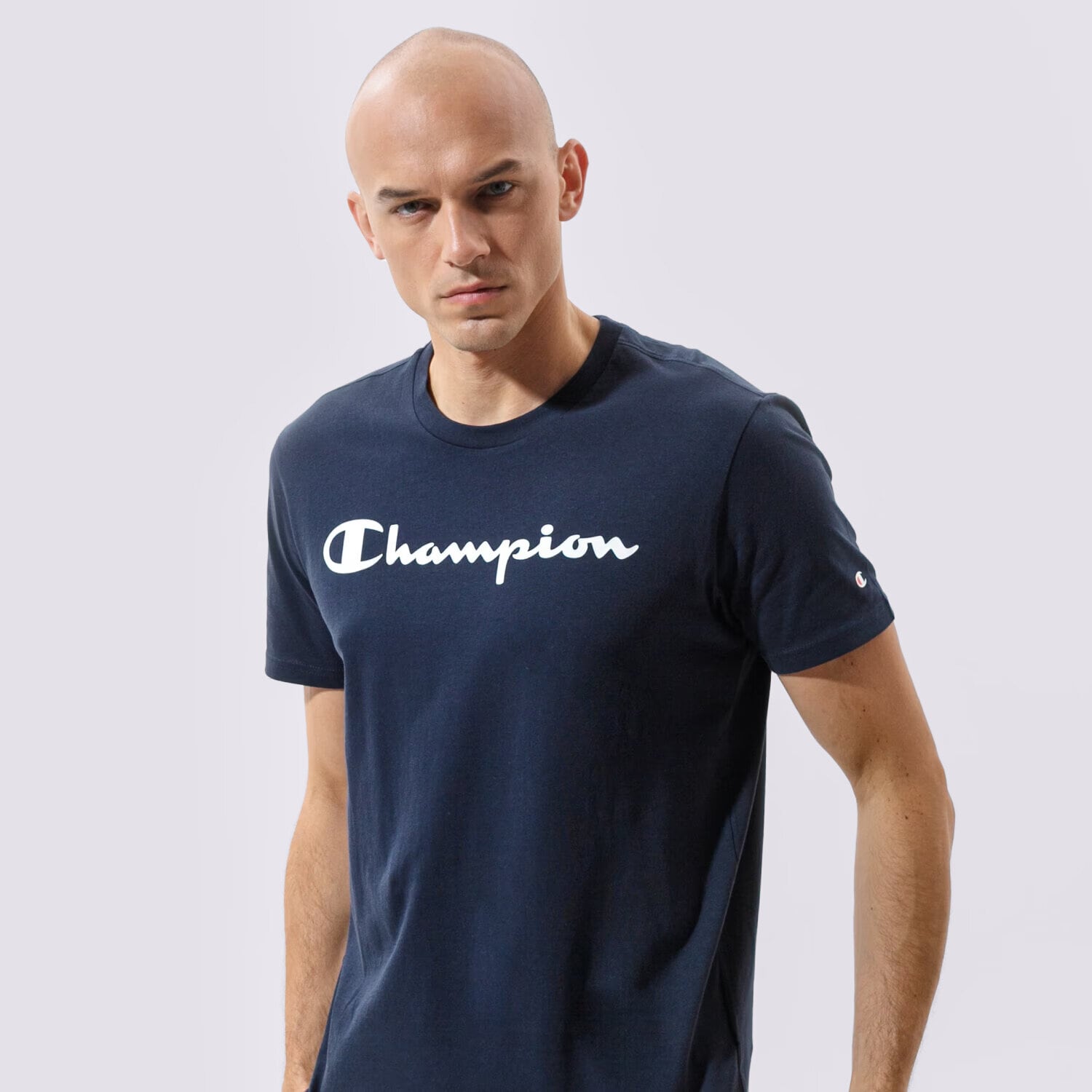 Koszulka, t-shirt sportowy męski CHAMPION T-SHIRT CREWNECK TEE 216957BS501 GRANATOWY