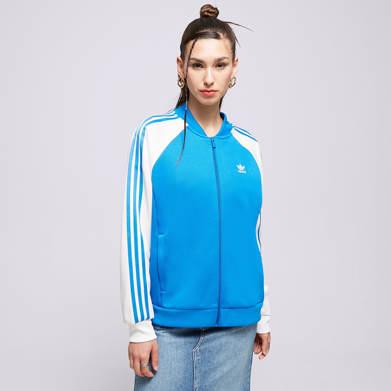 Bluza damska ADIDAS BLUZA ROZPINANA OVERSIZED SST II0718 NIEBIESKI