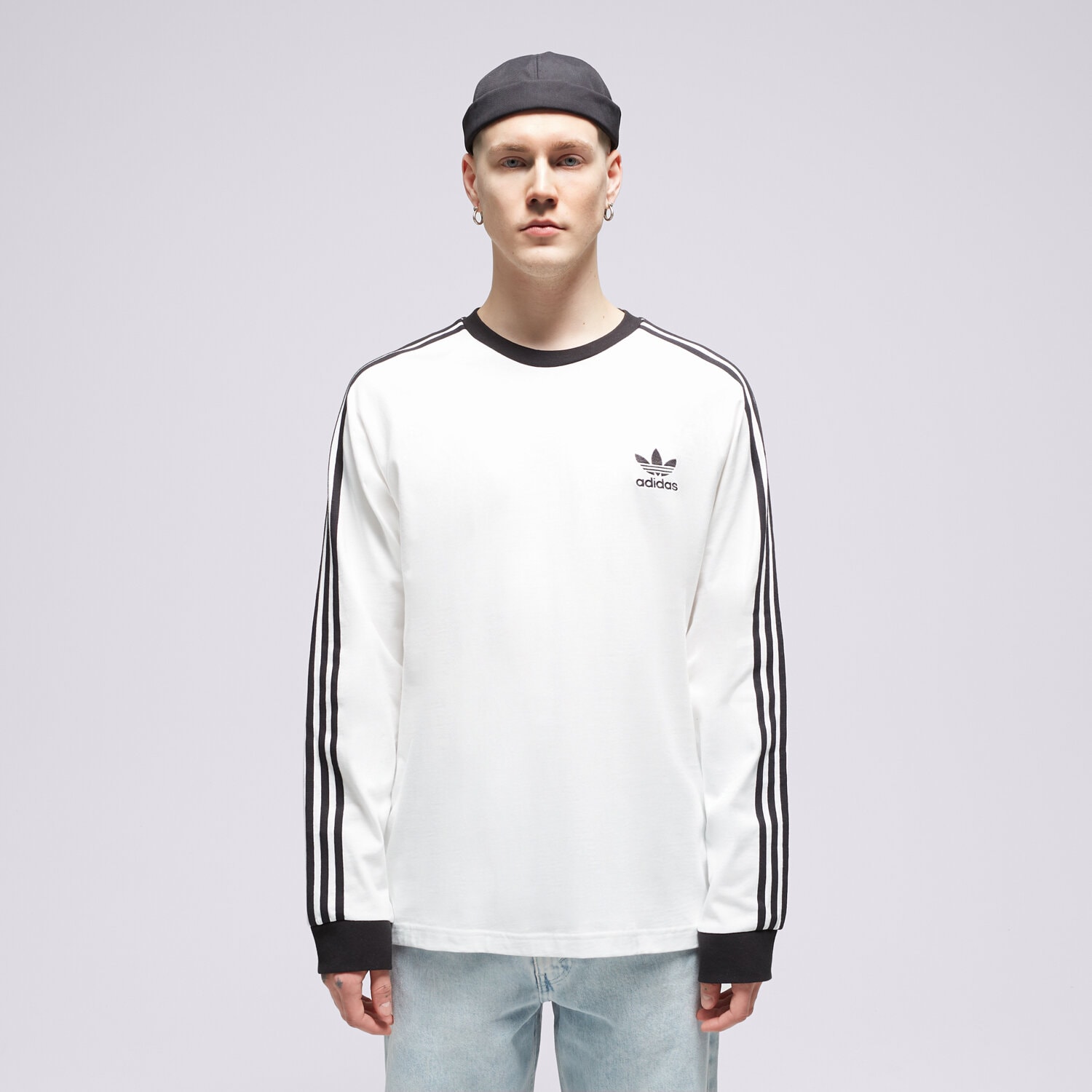 Koszulka, t-shirt sportowy męski ADIDAS T SHIRT 3-STRIPES LS T IA4879 BIAŁY