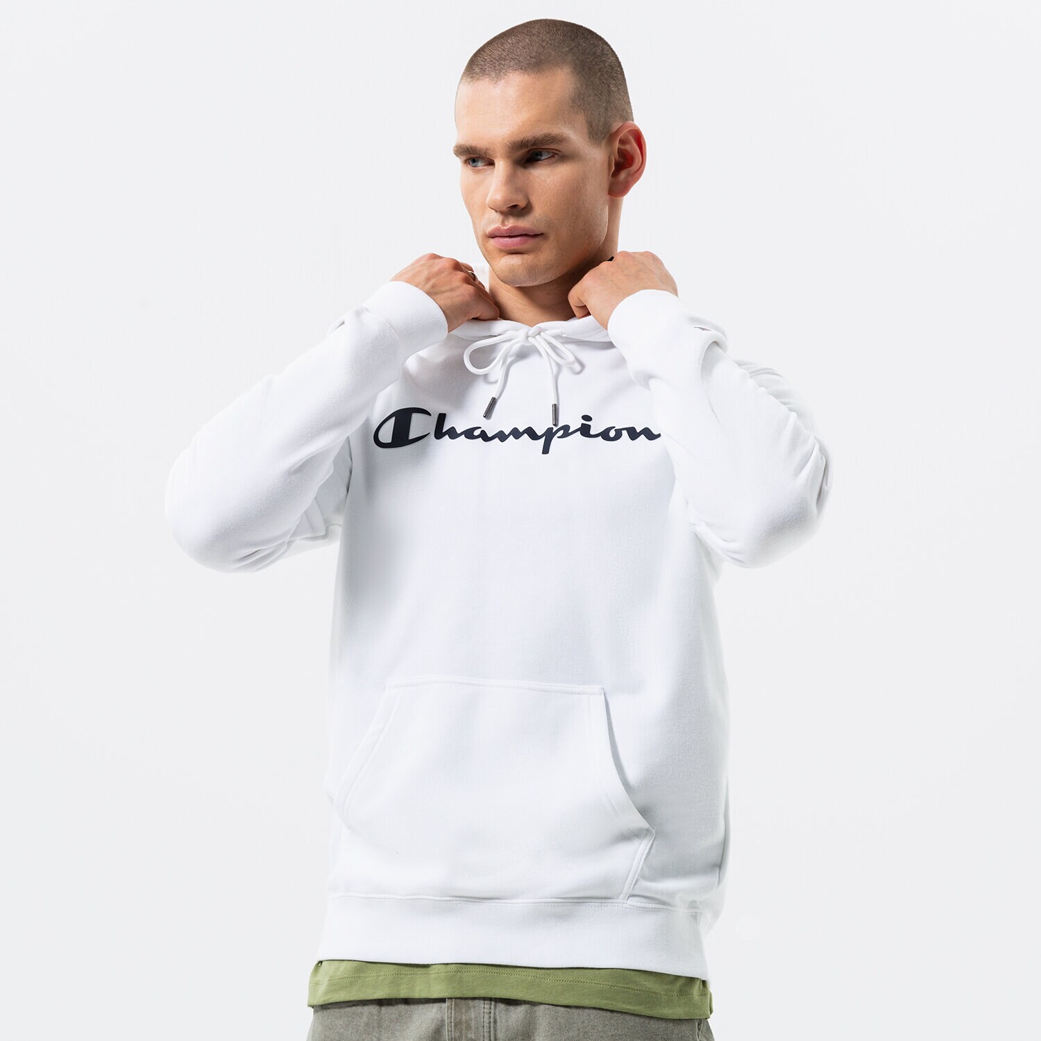 Bluza męska CHAMPION BLUZA Z KAPTUREM HOODED SWEATSHIRT 217142WW001 BIAŁY