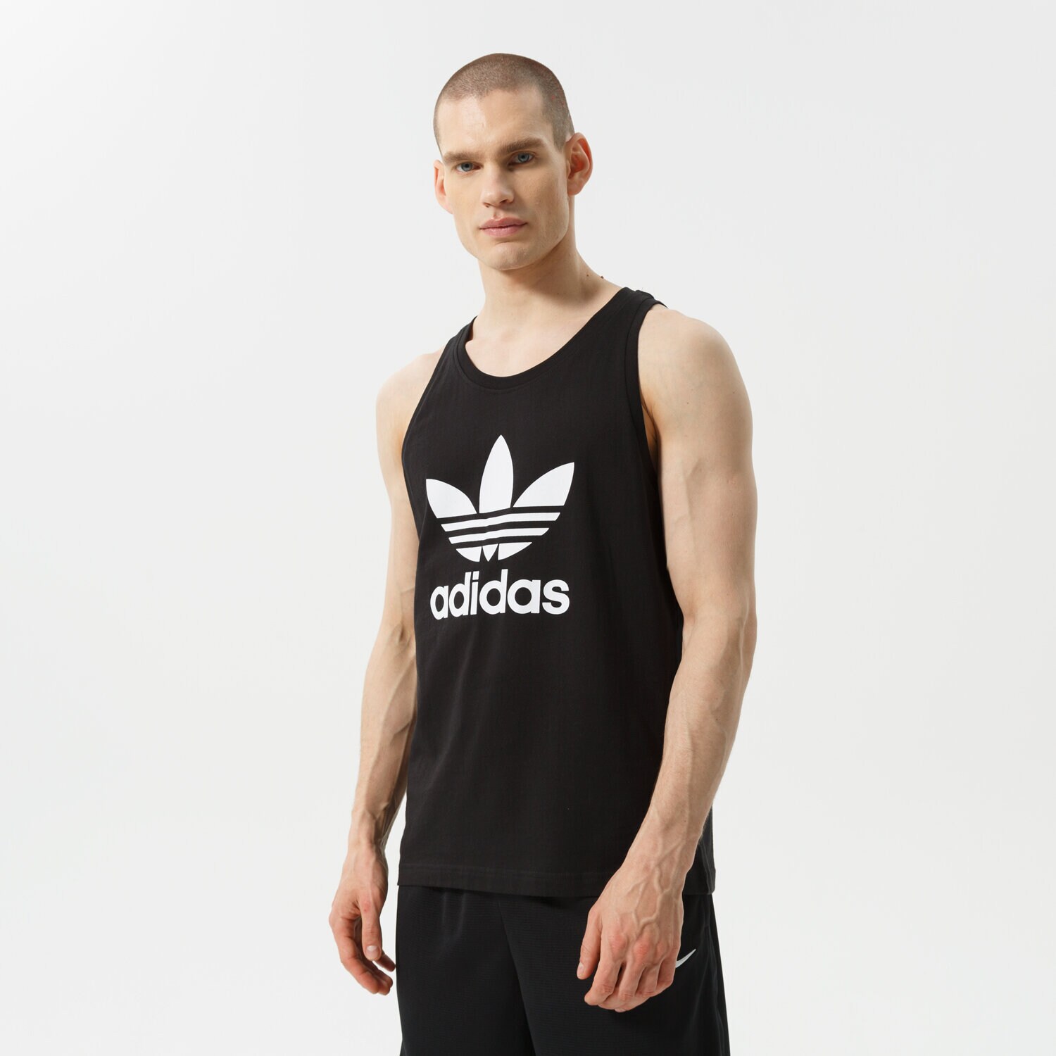 Koszulka, t-shirt sportowy męski ADIDAS TANK TREFOIL H06634 CZARNY