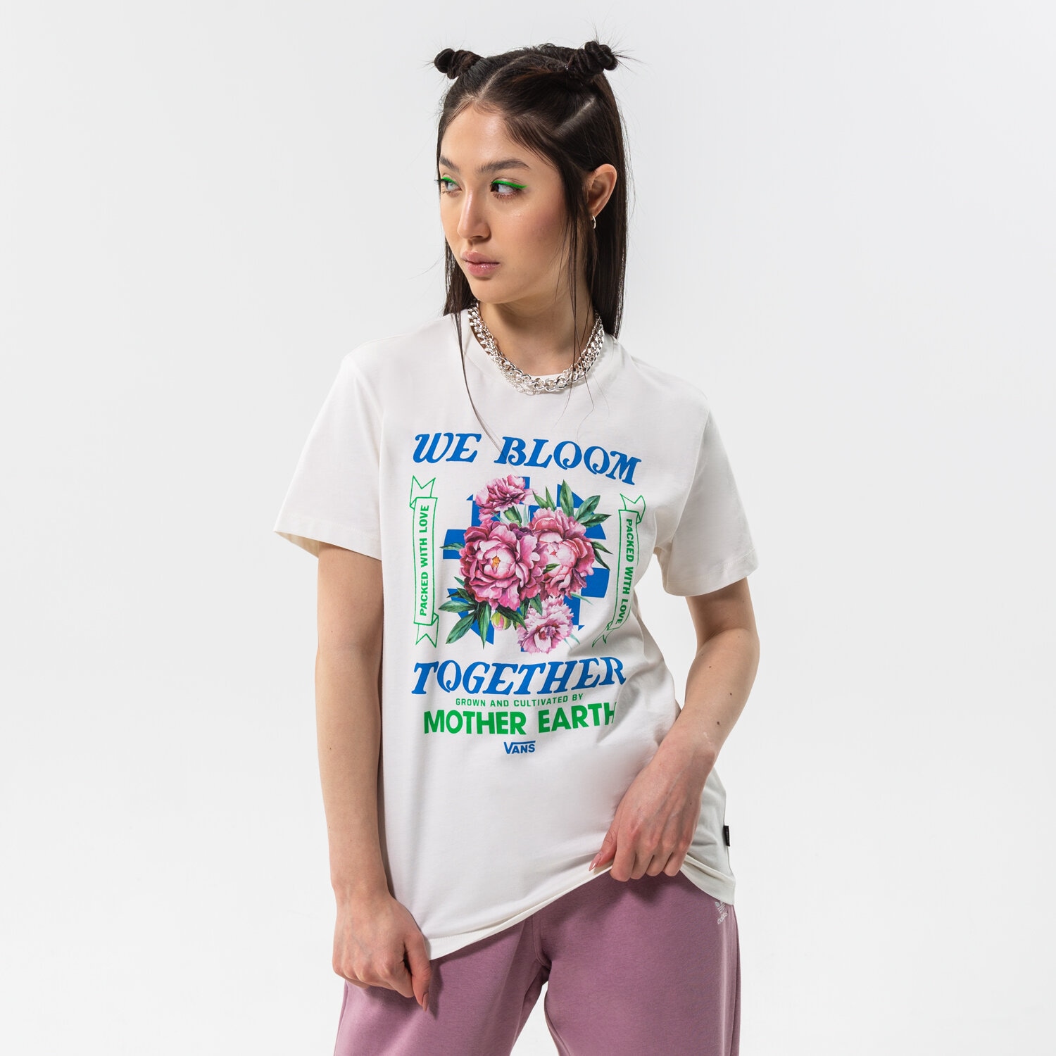 Koszulka, t-shirt damski VANS T-SHIRT ECO POSITIVITY SS BFF TEE VN0A5LI2FS81 BEŻOWY