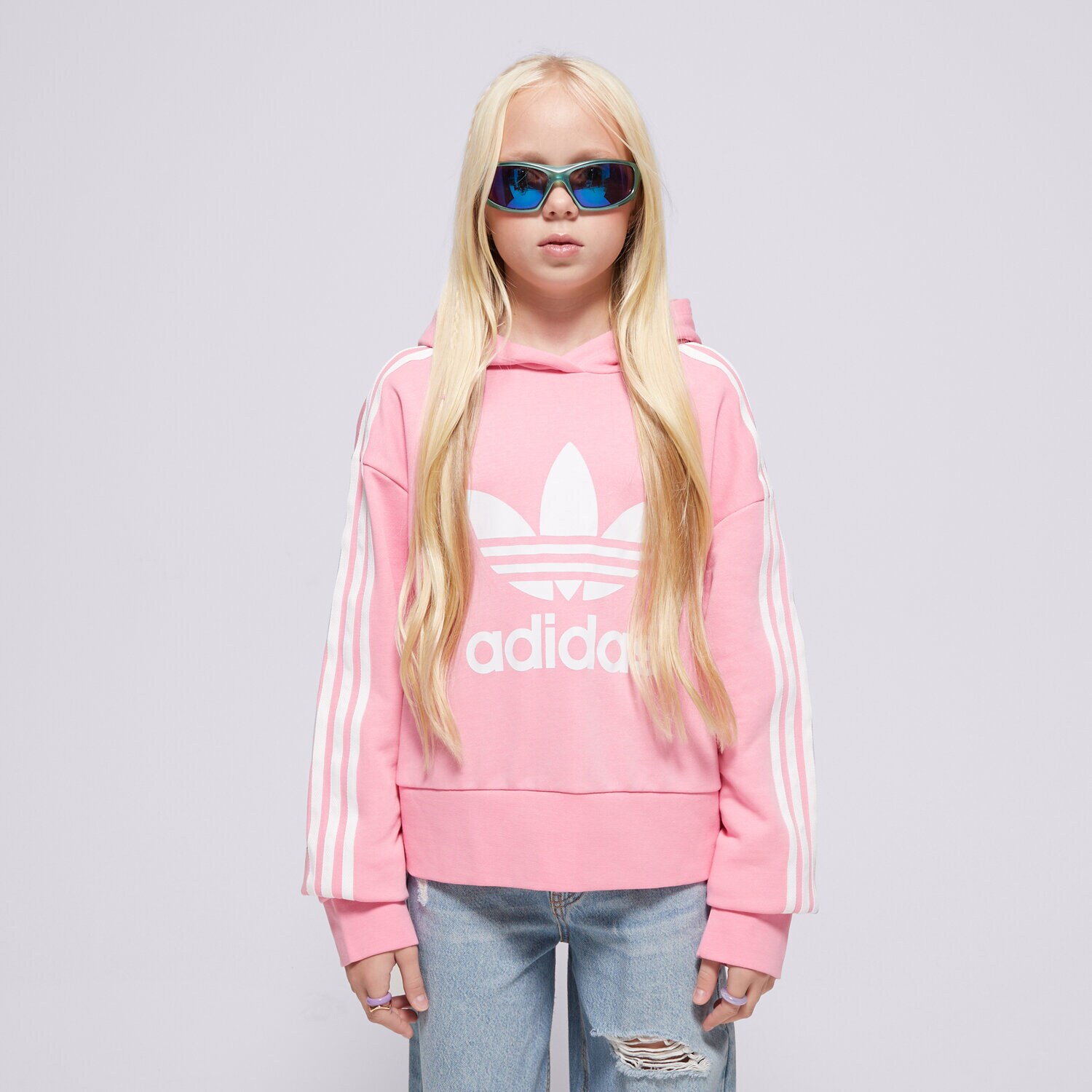 Sportowa bluza dziecięca ADIDAS BLUZA Z KAPTUREM (G) TREFFOIL OH CRP GIRL HK0281 RÓŻOWY