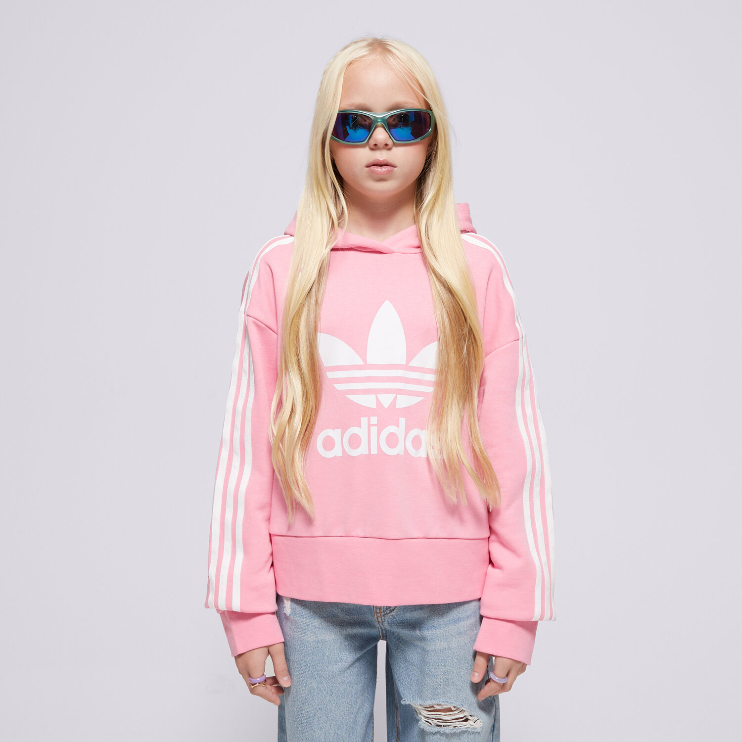Sportowa bluza dziecięca ADIDAS BLUZA Z KAPTUREM (G) TREFFOIL OH CRP GIRL HK0281 RÓŻOWY