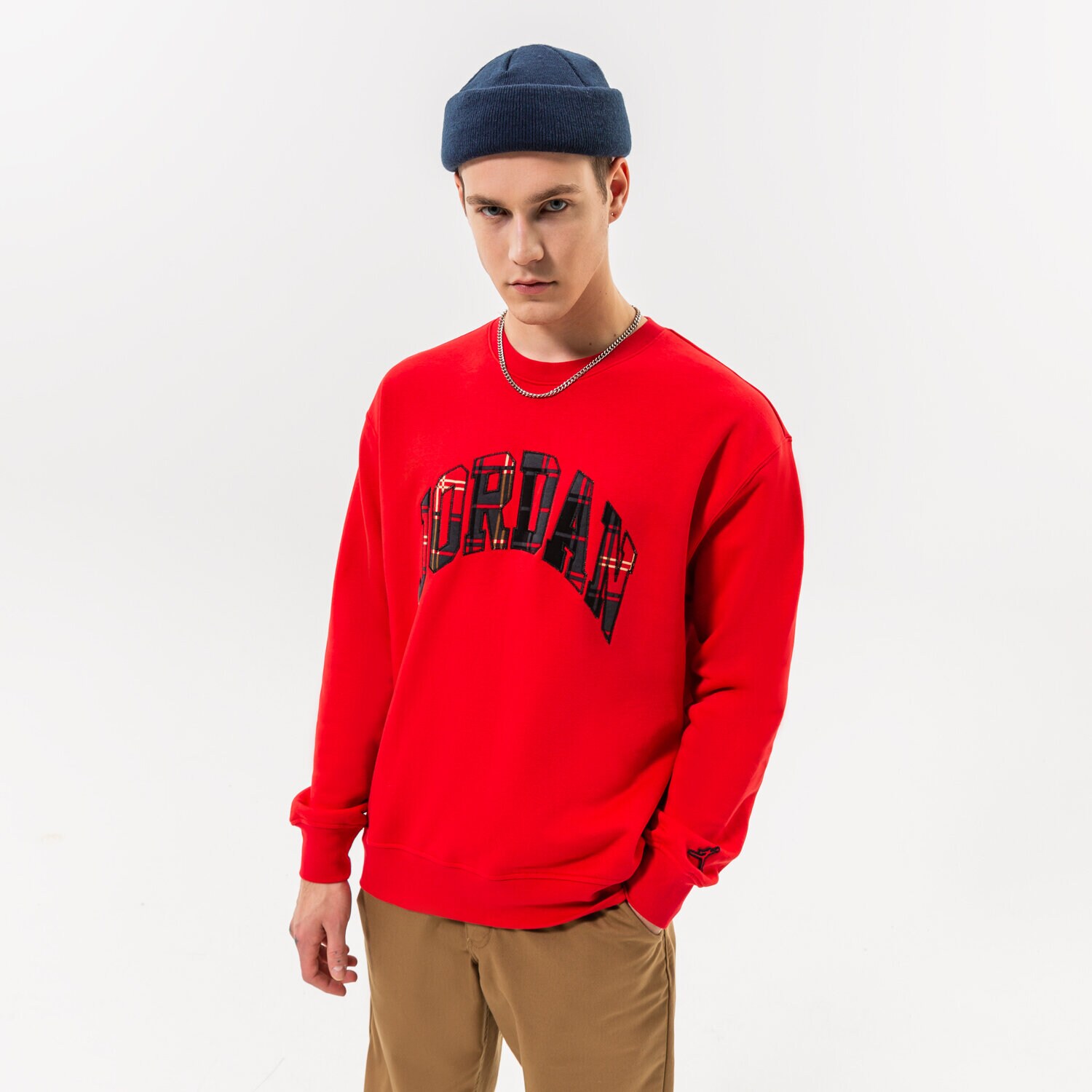 Bluza męska JORDAN BLUZA M J ESSENTIAL HOL FLEECE CREW DV1574-612 CZERWONY