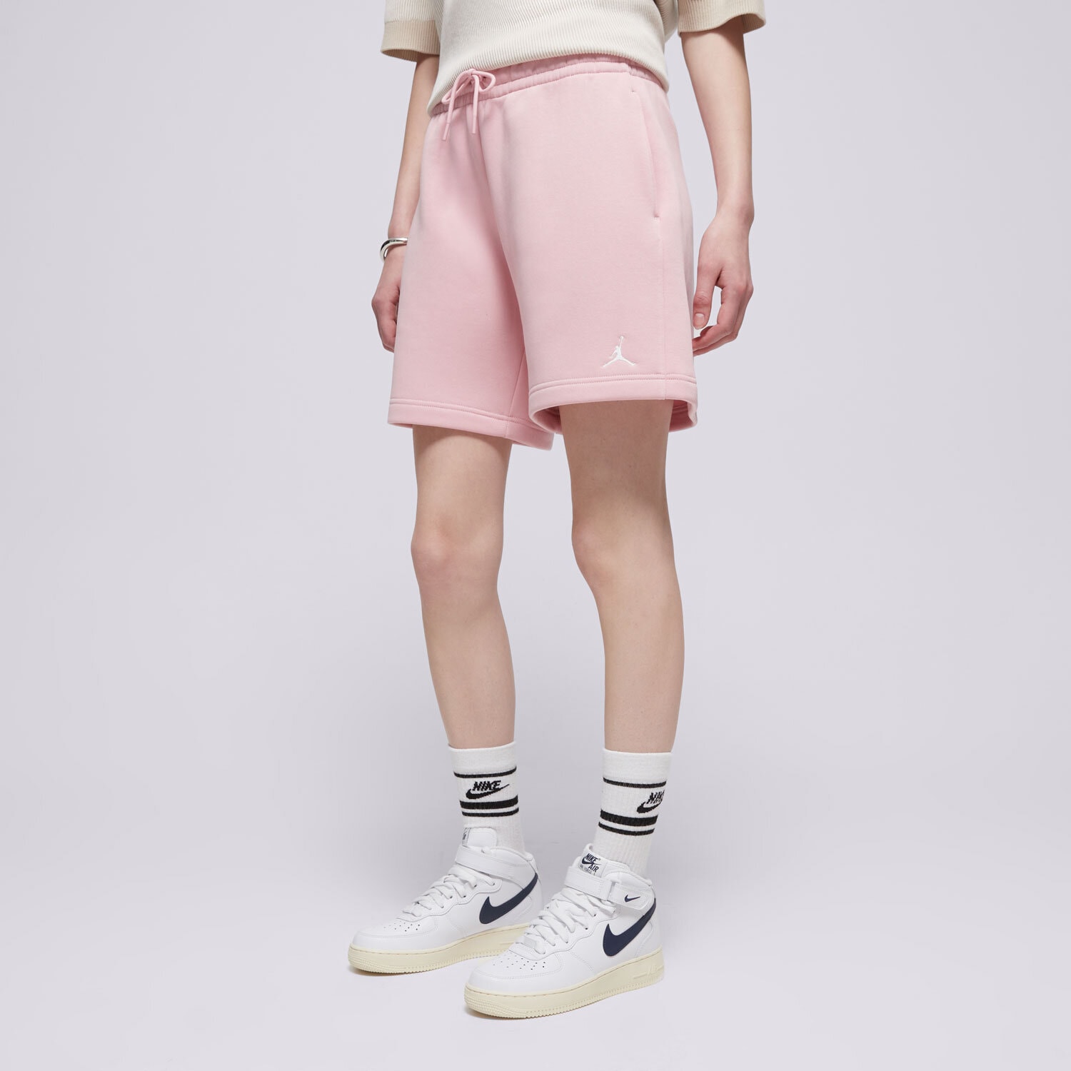 Krótkie spodenki, szorty damskie SZORTY W JORDAN BRKLN FLC SHORT 2 PINK GLAZE/WHITE FN4497-607 RÓŻOWY
