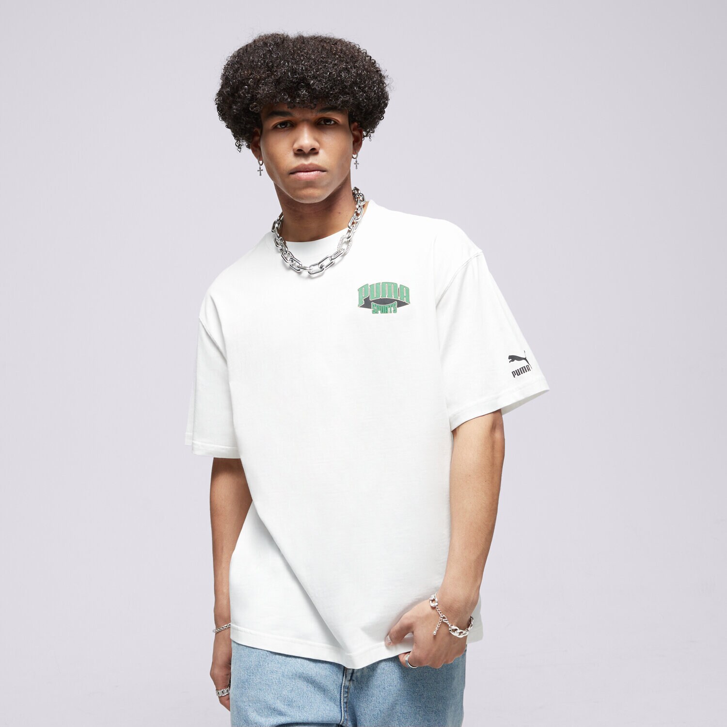 Koszulka, t-shirt sportowy męski PUMA T-SHIRT PUMA TEAM FOR THE FANBASE GRAPHIC TEE 62439502 BIAŁY