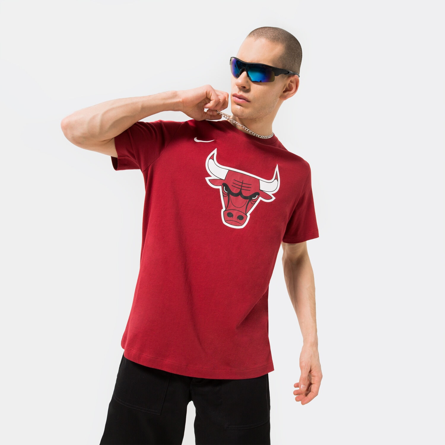 Koszulka, t-shirt sportowy męski NIKE T-SHIRT CHI M NK ES CE WARMUP TEE NBA DV6911-698 BORDOWY