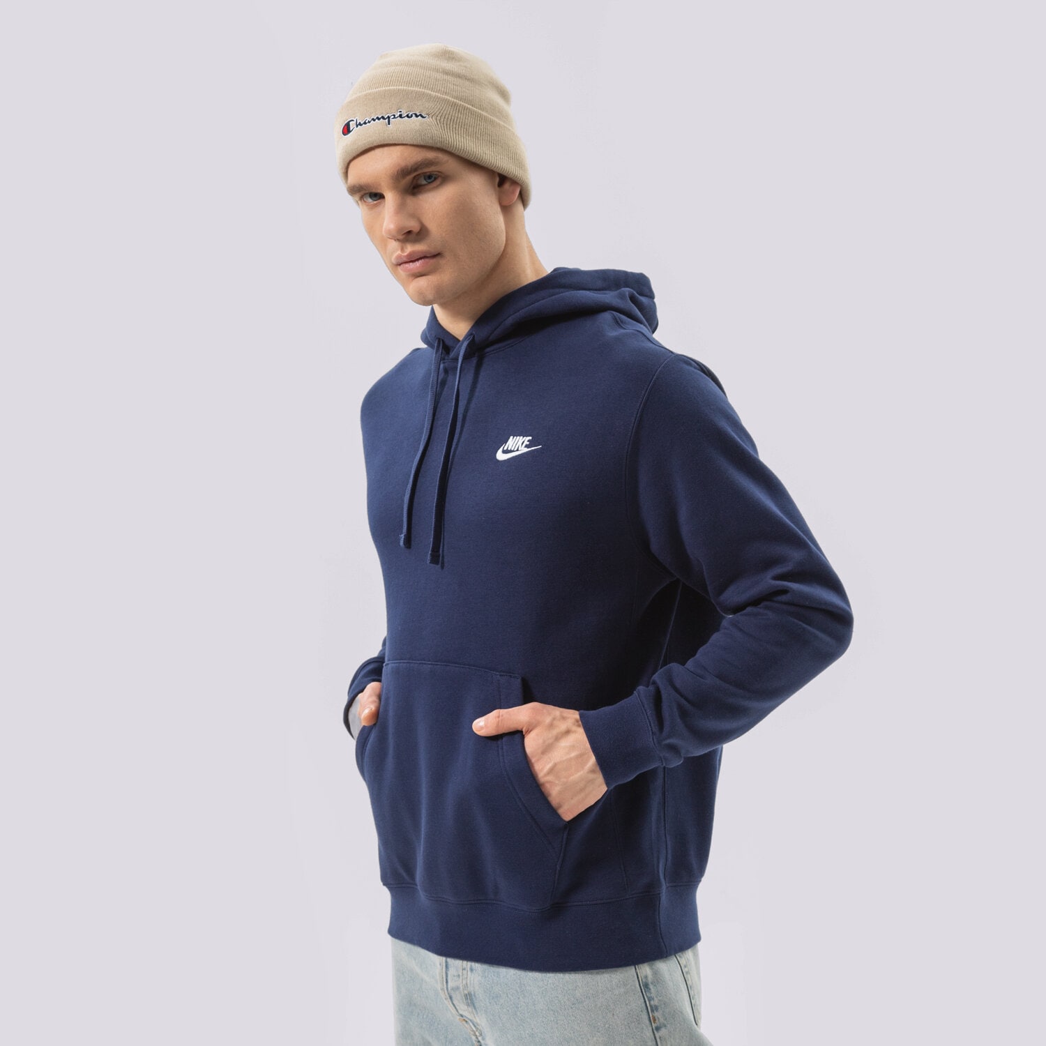 Bluza męska NIKE BLUZA Z KAPTUREM SPORTSWEAR CLUB FLEECE BV2654-410 GRANATOWY
