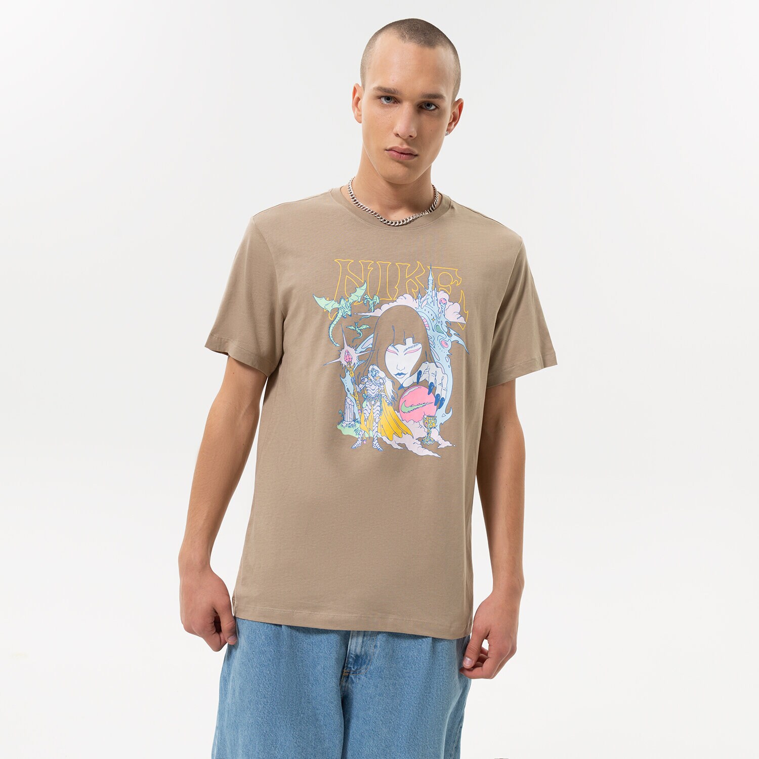 Koszulka, t-shirt sportowy męski NIKE T-SHIRT M NSW TEE FANTASY GRAPHIC DR7991247 BRĄZOWY