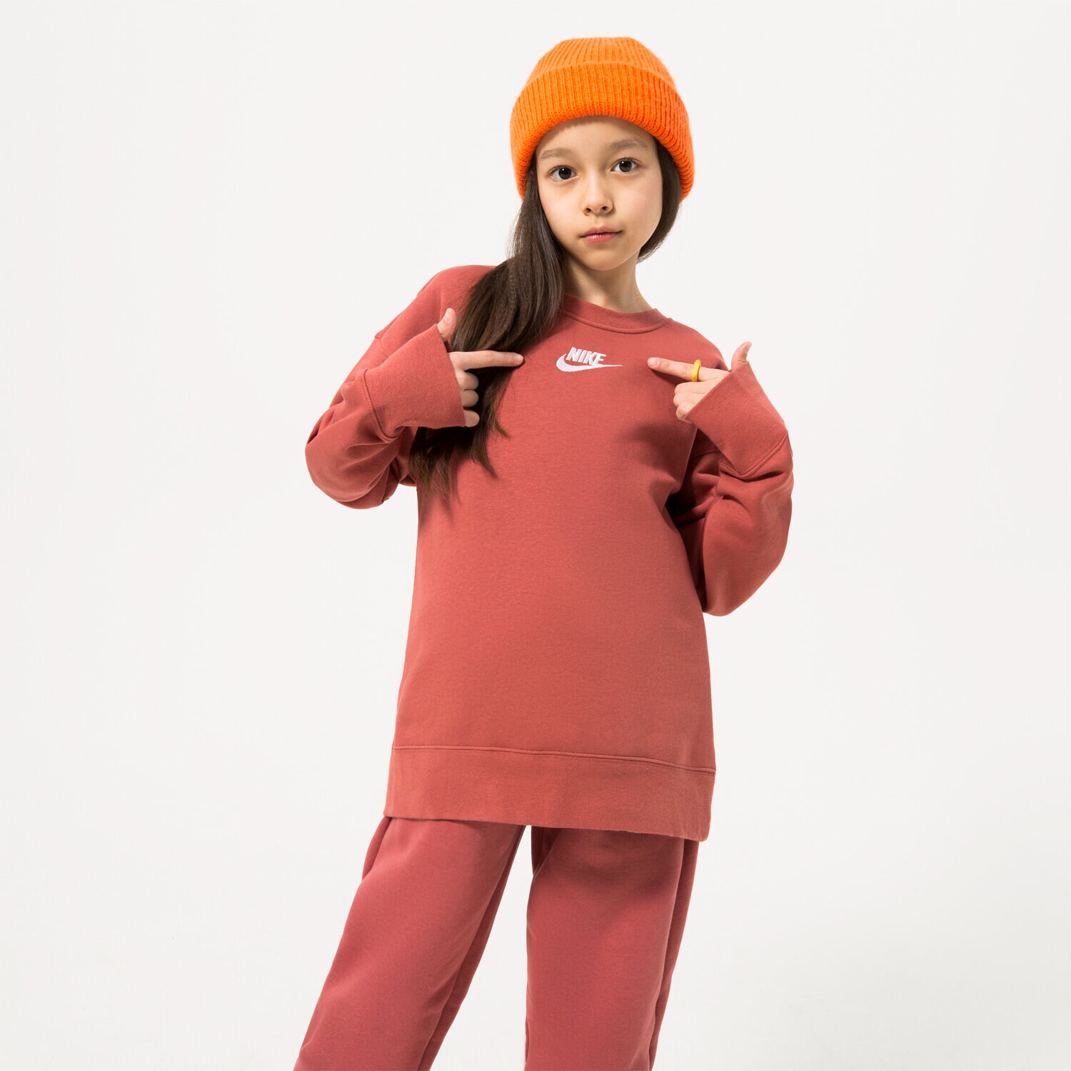 Sportowa bluza dziecięca NIKE BLUZA SPORTSWEAR CLUB FLEECE CREW GIRL DD7473-691 RÓŻOWY