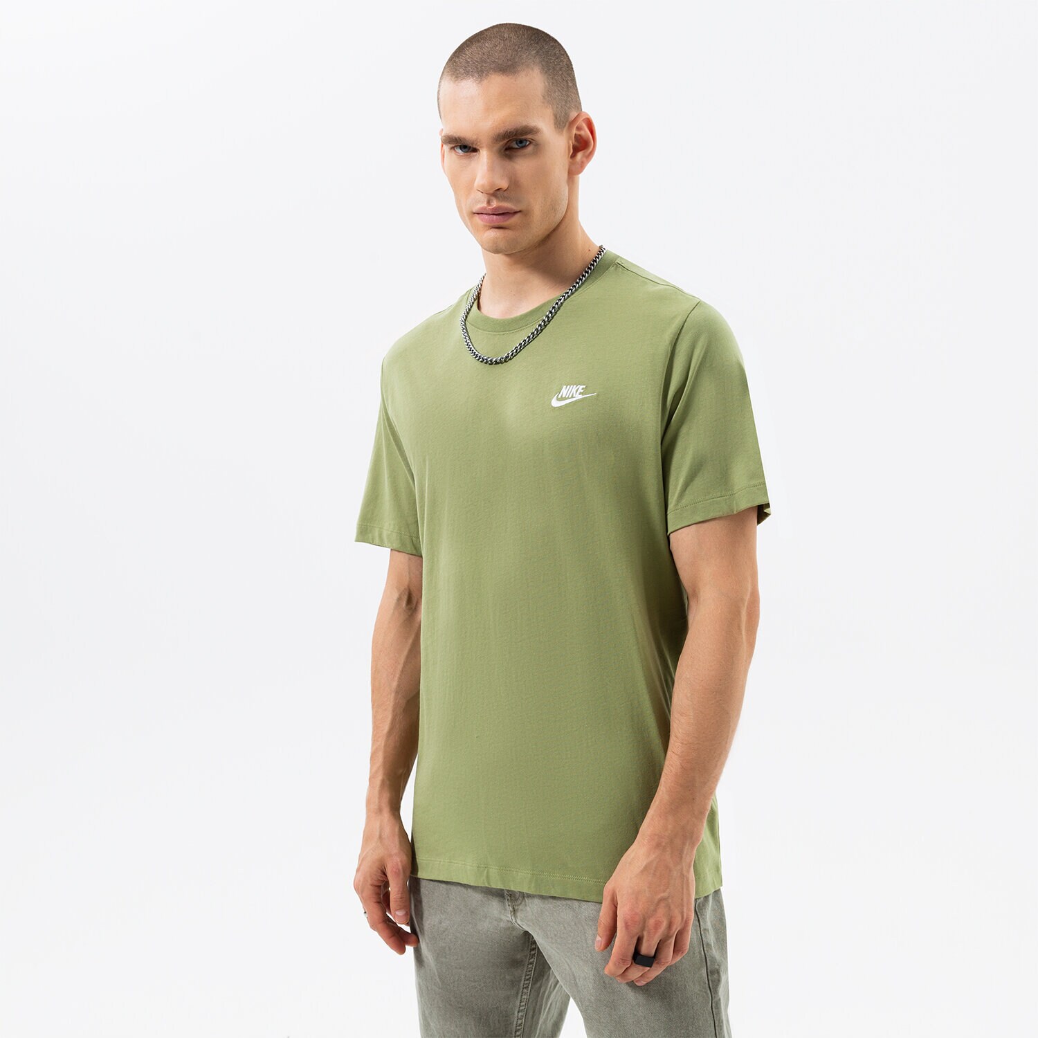 Koszulka, t-shirt sportowy męski NIKE T-SHIRT SPORTSWEAR CLUB AR4997-334 KHAKI