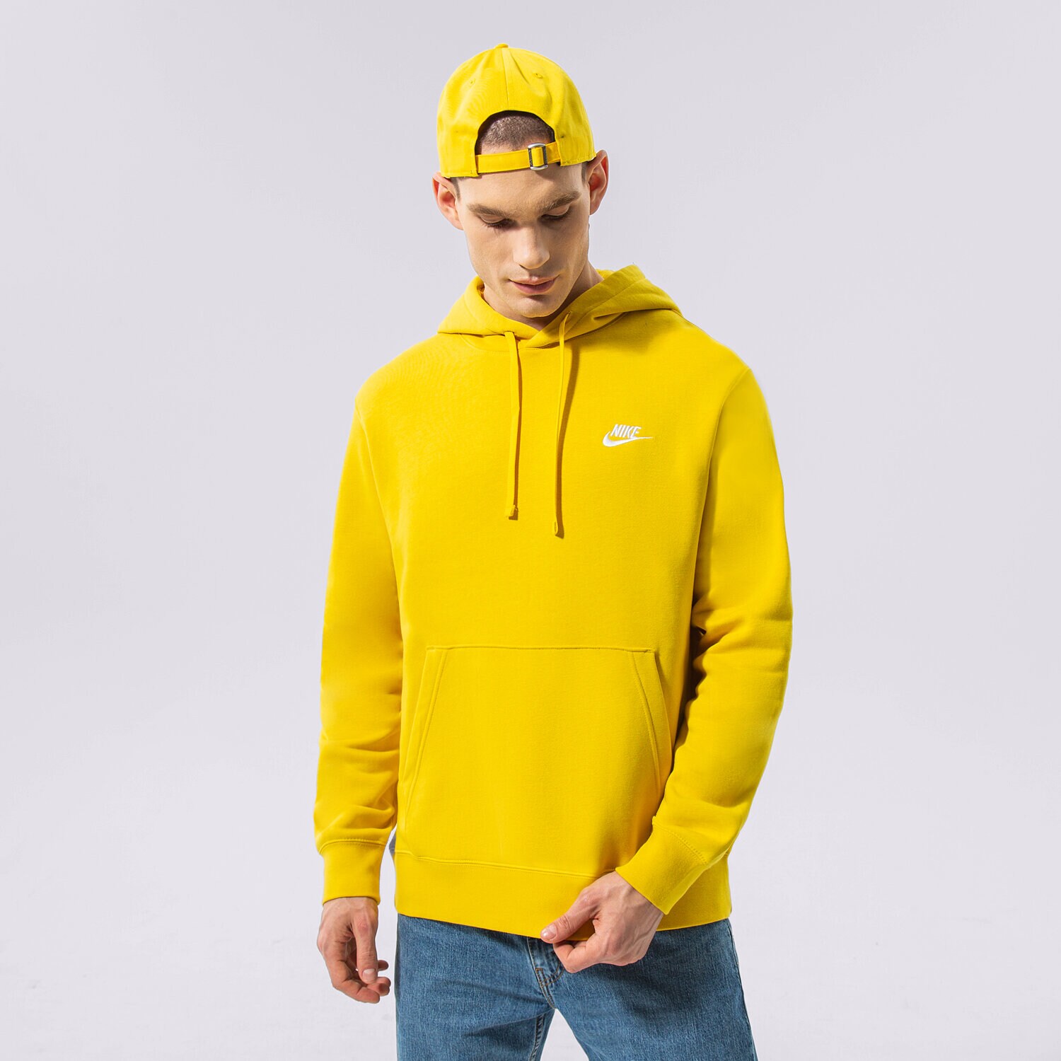 Bluza męska NIKE BLUZA Z KAPTUREM SPORTSWEAR CLUB FLEECE BV2654-709 ŻÓŁTY
