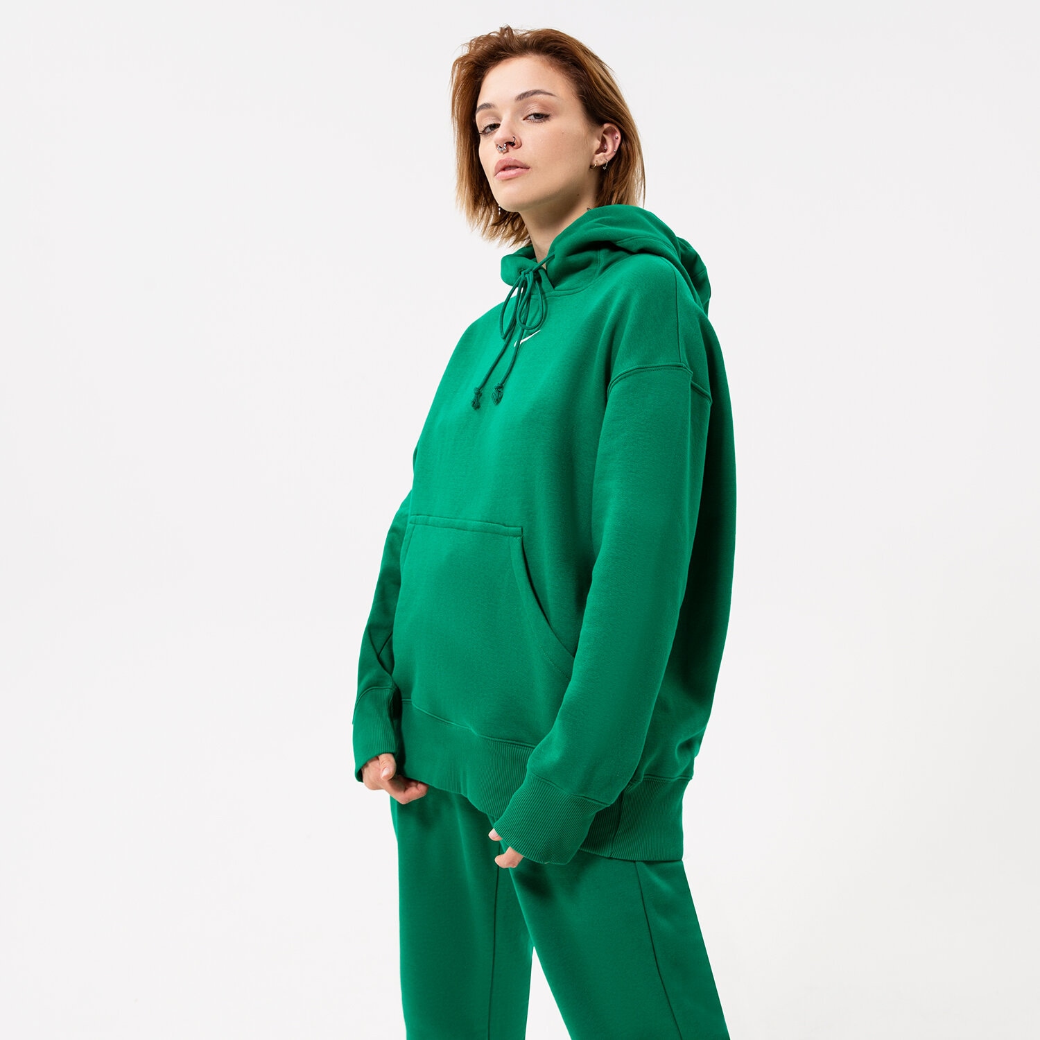 Bluza damska NIKE BLUZA Z KAPTUREM W NSW PHNX FLC OS PO HOODIE DQ5860-365 ZIELONY
