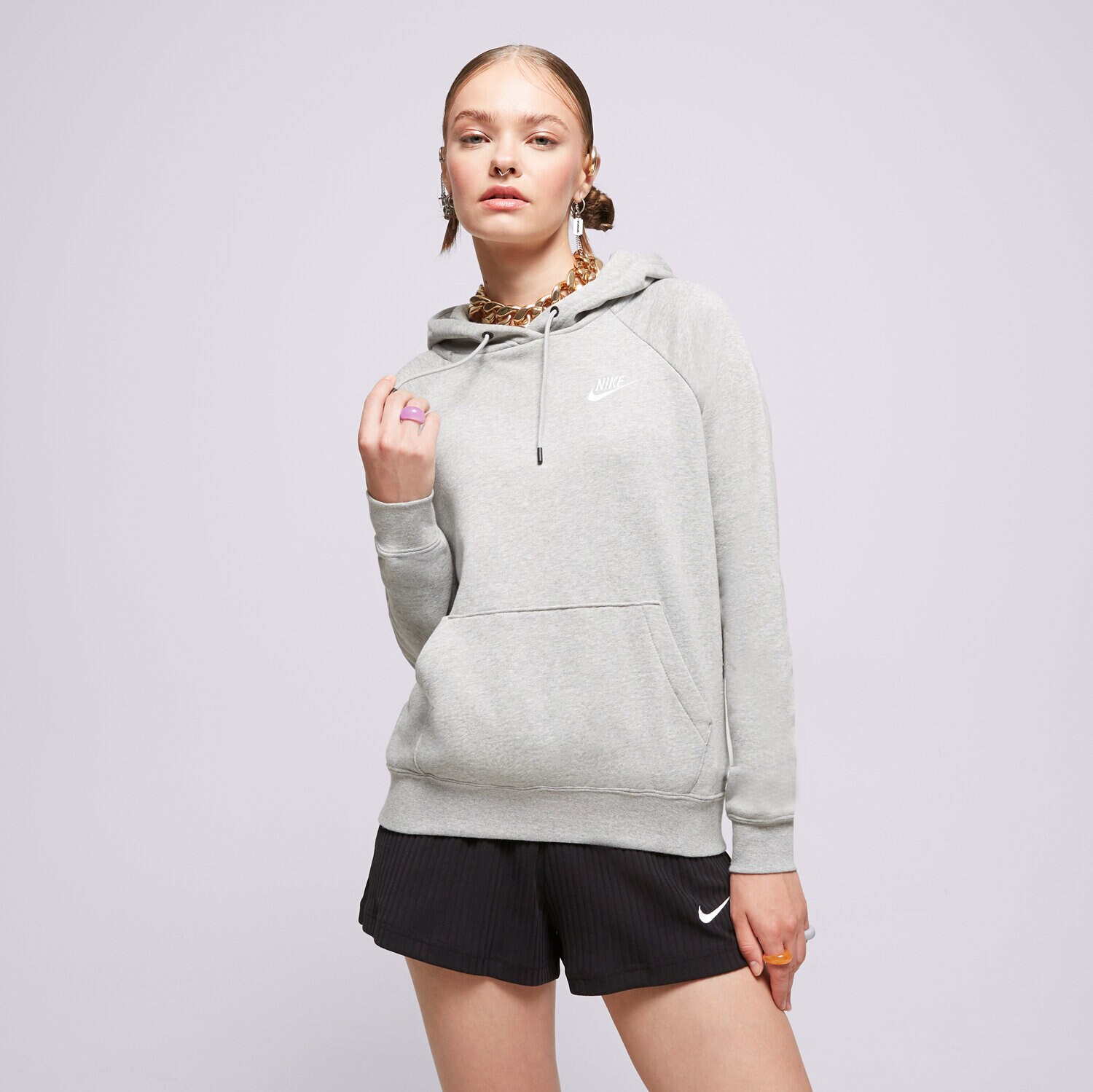Bluza damska NIKE SPORTSWEAR ESSENTIAL OVERHEAD HOODIE WOMEN'S HOODIE PO BV4124-063 SZARY