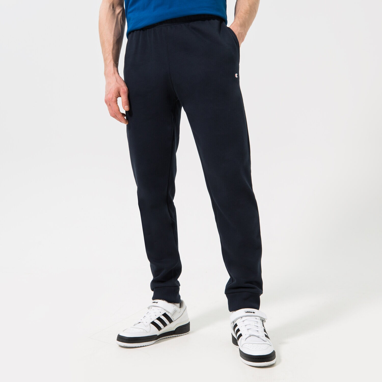 Spodnie sportowe męskie CHAMPION SPODNIE RIB CUFF PANTS 218341BS501 GRANATOWY