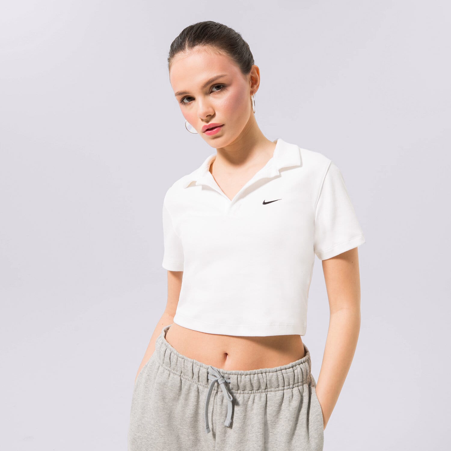 Koszulka, t-shirt damski NIKE T-SHIRT W NSW ESSNTL SS POLO TOP DV7884-100 BIAŁY